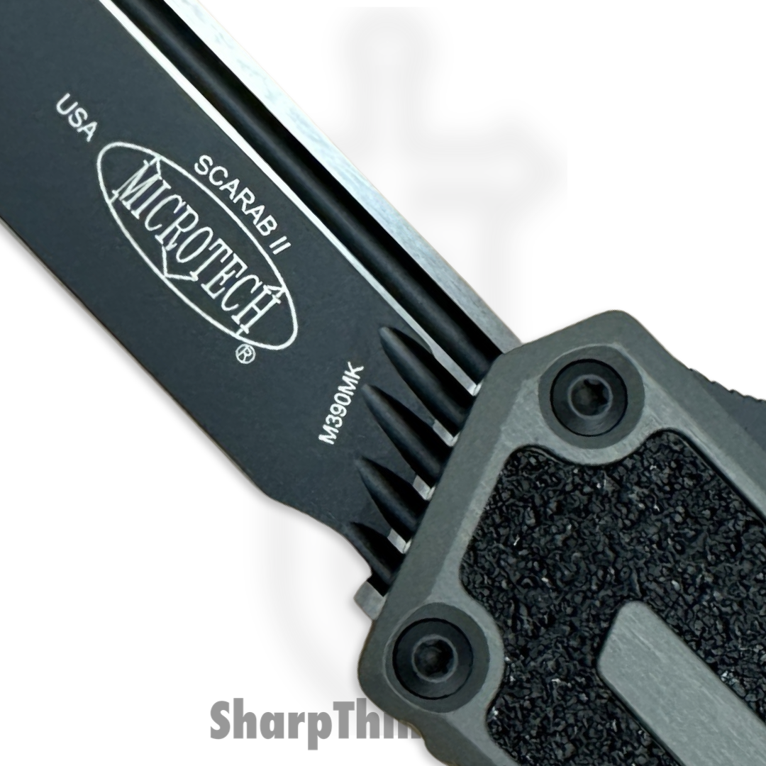 Microtech - 1278-1NC - Scarab II GEN III S/E - OTF Auto - M390MK 2 Tone Drop Point - 6061-T6 Aluminum - Natural - Image 8