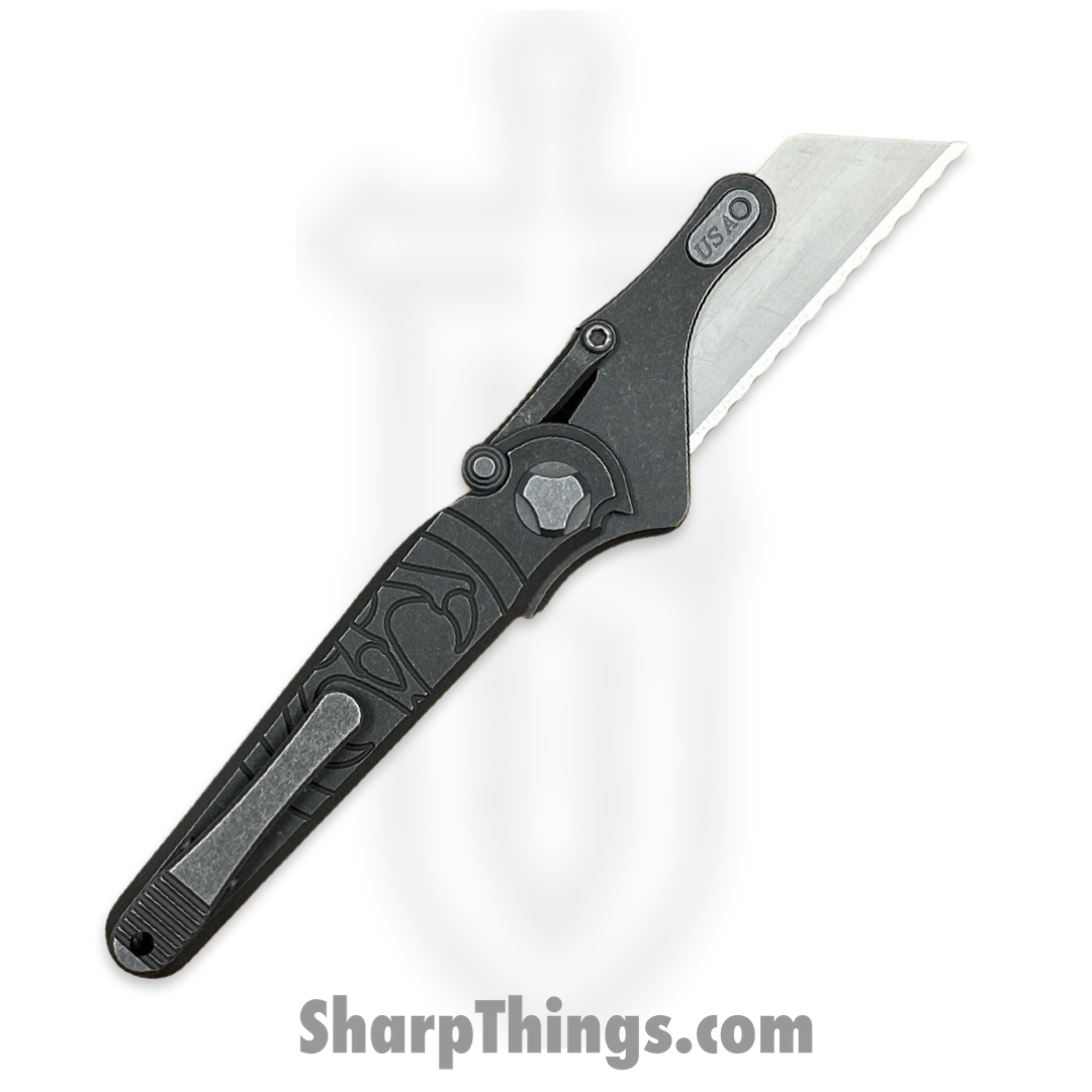 Hawk Knife Designs - HKD-SHRTCT - G&G Hawk - Shortcut - Folding Knife - Tumbled Titanium - Serrated - Image 2