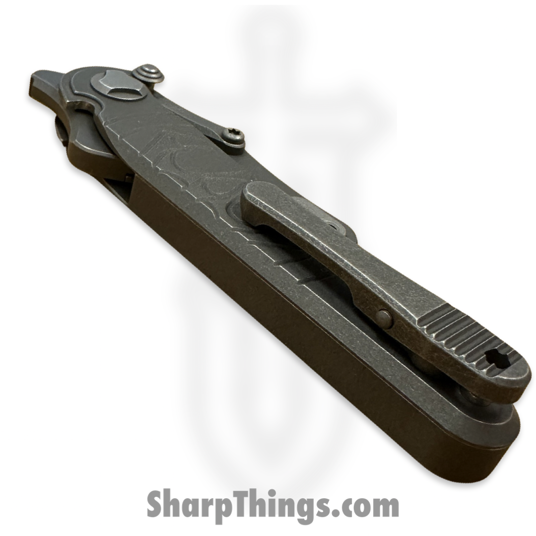 Hawk Knife Designs - HKD-SHRTCT - G&G Hawk - Shortcut - Folding Knife - Tumbled Titanium - Serrated - Image 6