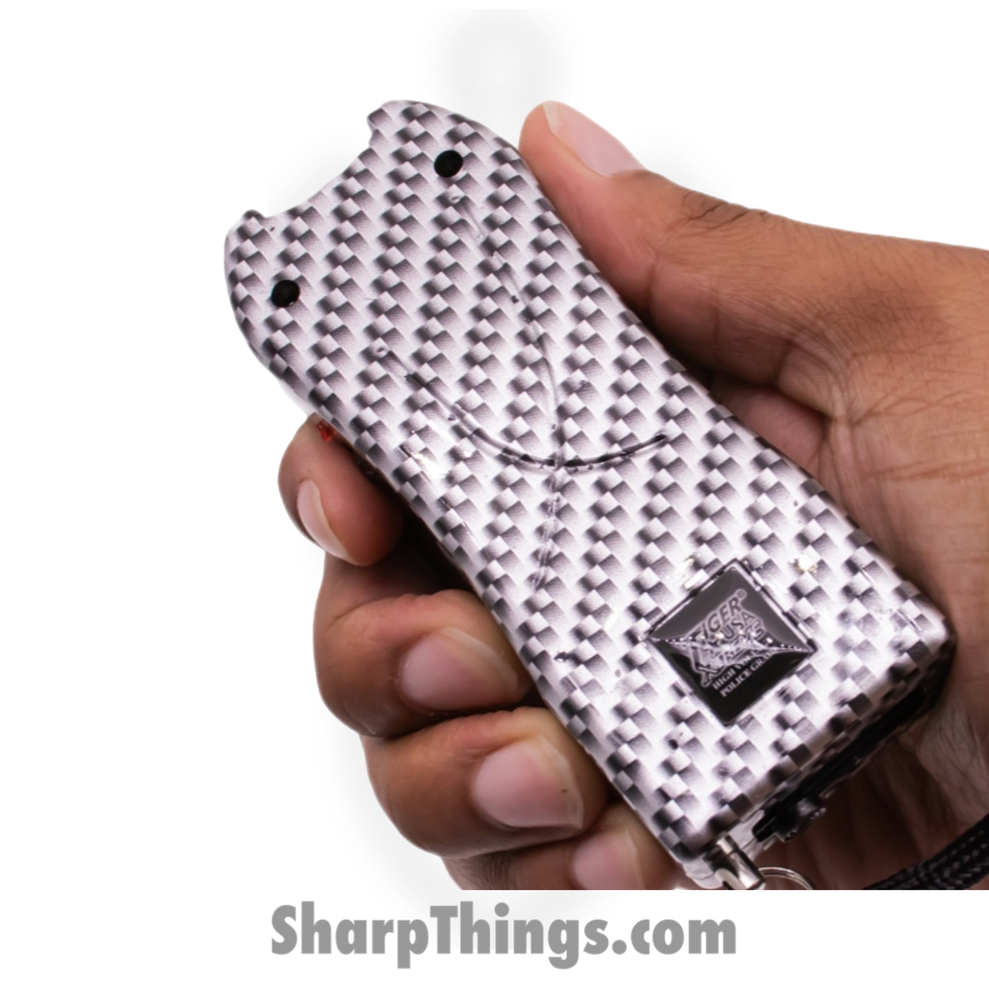 Tiger USA - TD-398-CF - 125 Million Jacquard Stun Gun Flashlight 200 Lumens - Plastic - Carbon Fiber