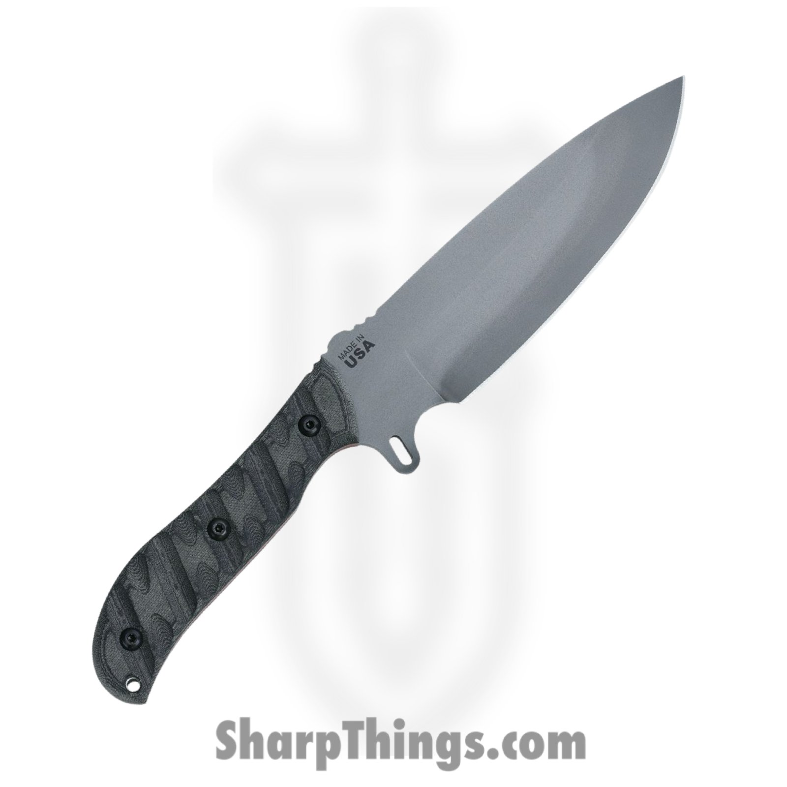 Tops - TPHERO03 - Silent Hero - Fixed Blade Knife - 1095 Carbon Coated Drop Point - Micarta - Gray - Image 2