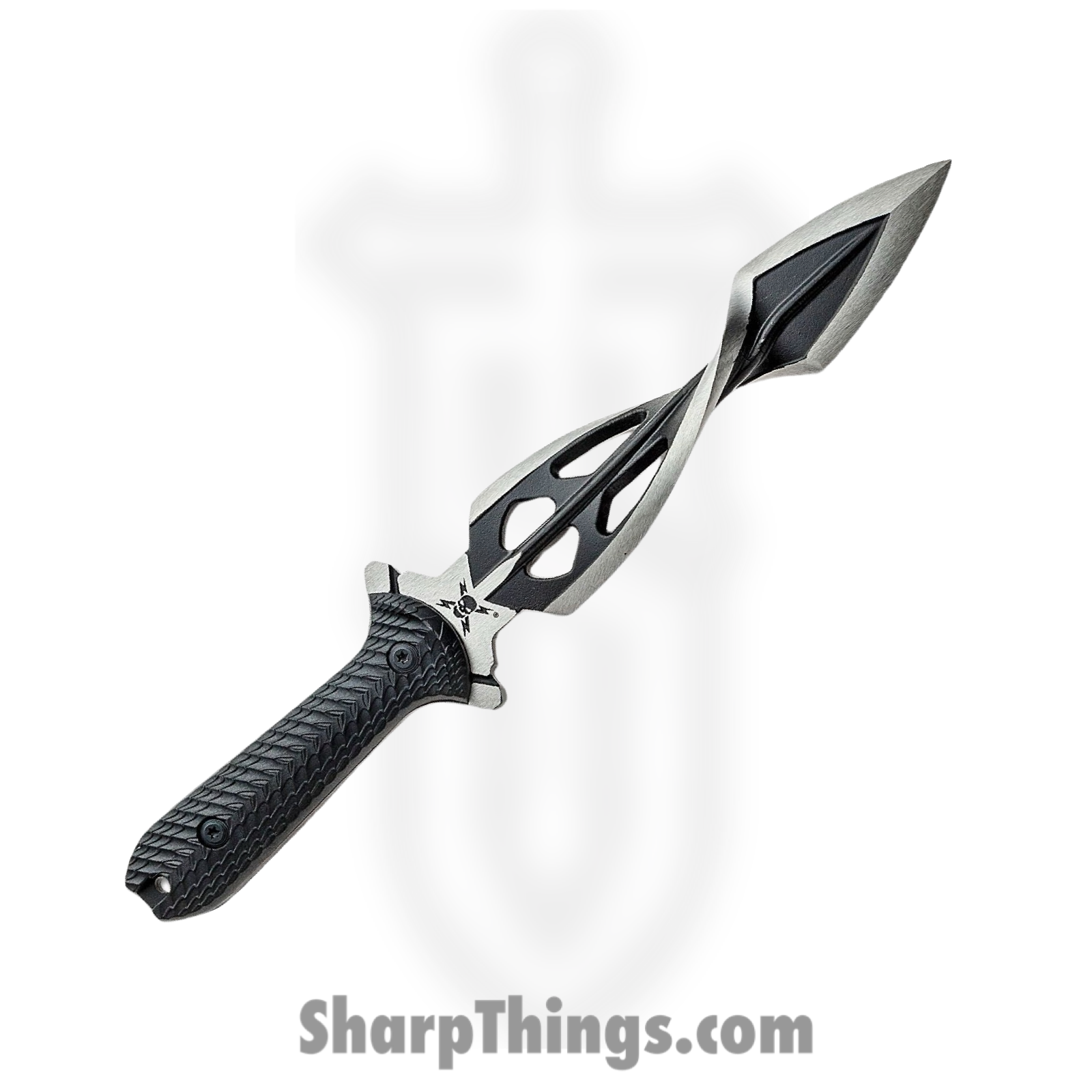 United Cutlery - UC3437 - M48 Cyclone Tsunami - Fixed Blade Knife - 2Cr13 Two Tone Black Satin Dual Edged Spiraling Dagger - GFRN - Black - Image 2