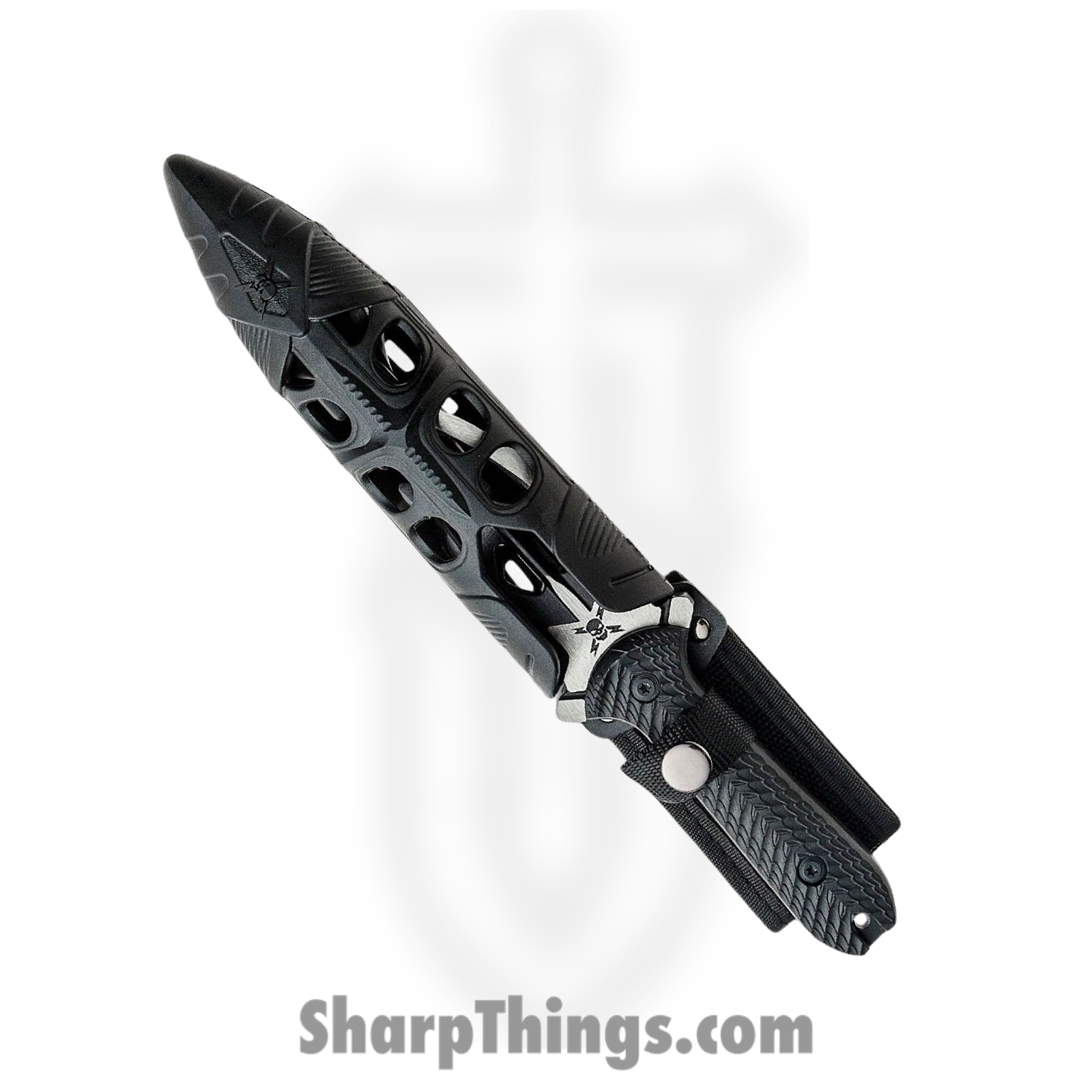 United Cutlery - UC3437 - M48 Cyclone Tsunami - Fixed Blade Knife - 2Cr13 Two Tone Black Satin Dual Edged Spiraling Dagger - GFRN - Black - Image 3
