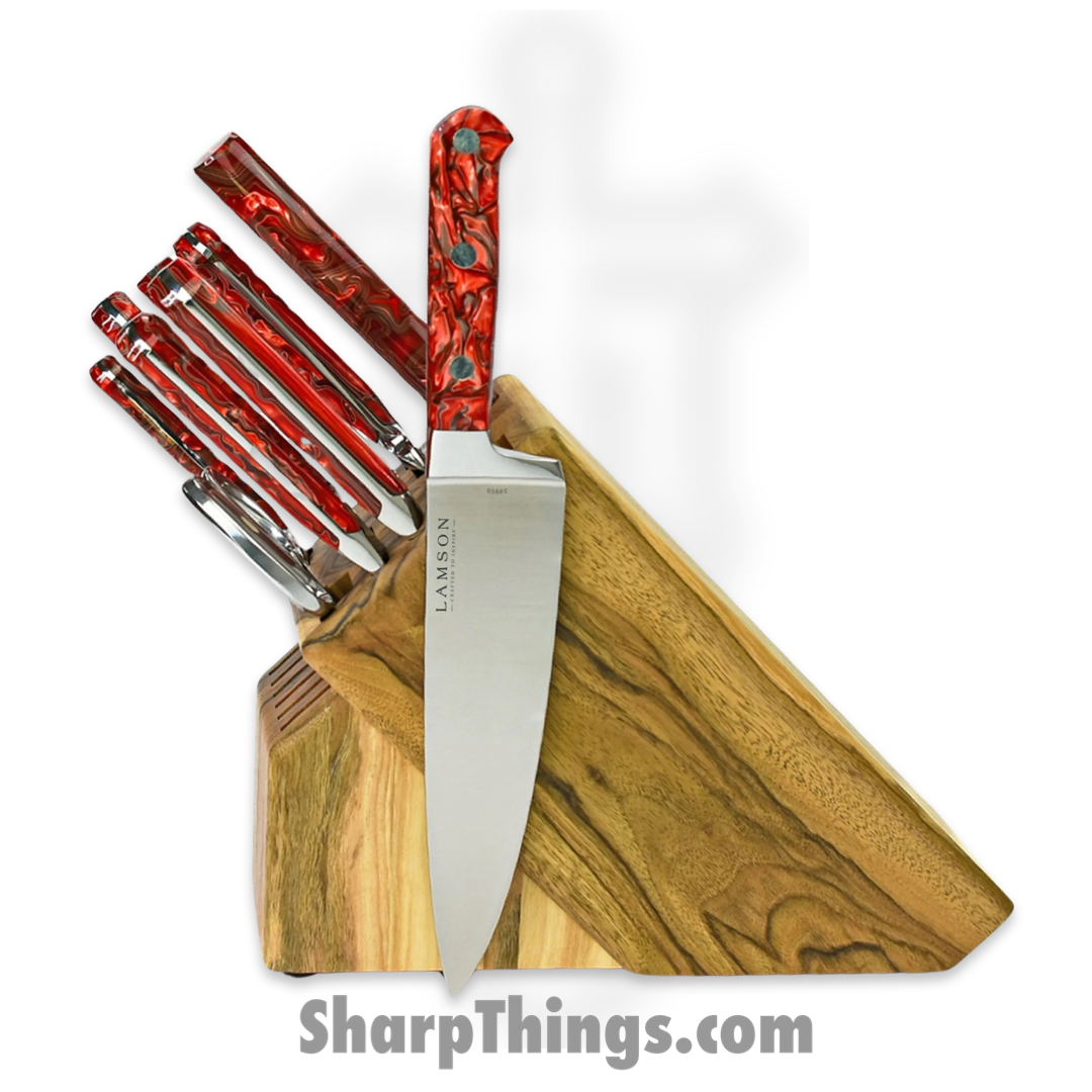 Lamson - 59983 - 7 Piece Premier Forged Knife Light Maple Block Set - 4116 Polished - Acrylic - Fire