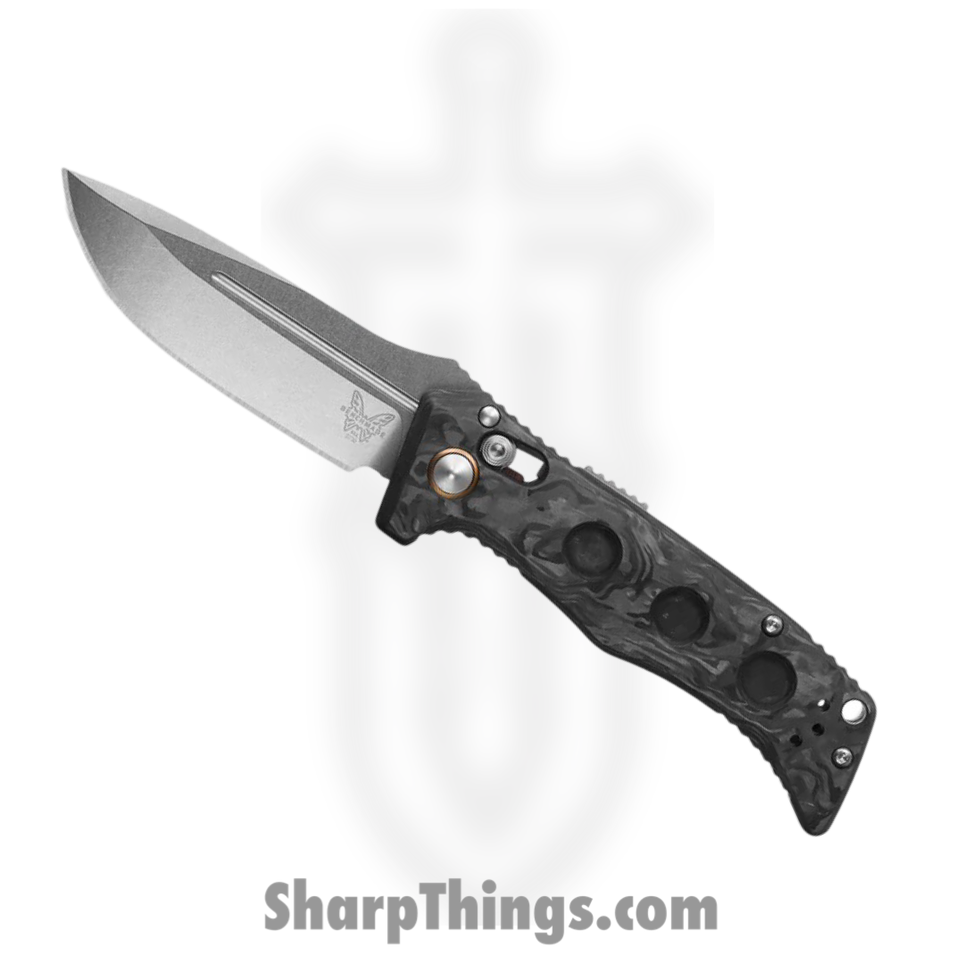 Benchmade - 2730-03 - Mini Auto Adamas - Automatic Knife - CPM-Magnacut Stonewash Drop Point - Carbon Fiber - Black