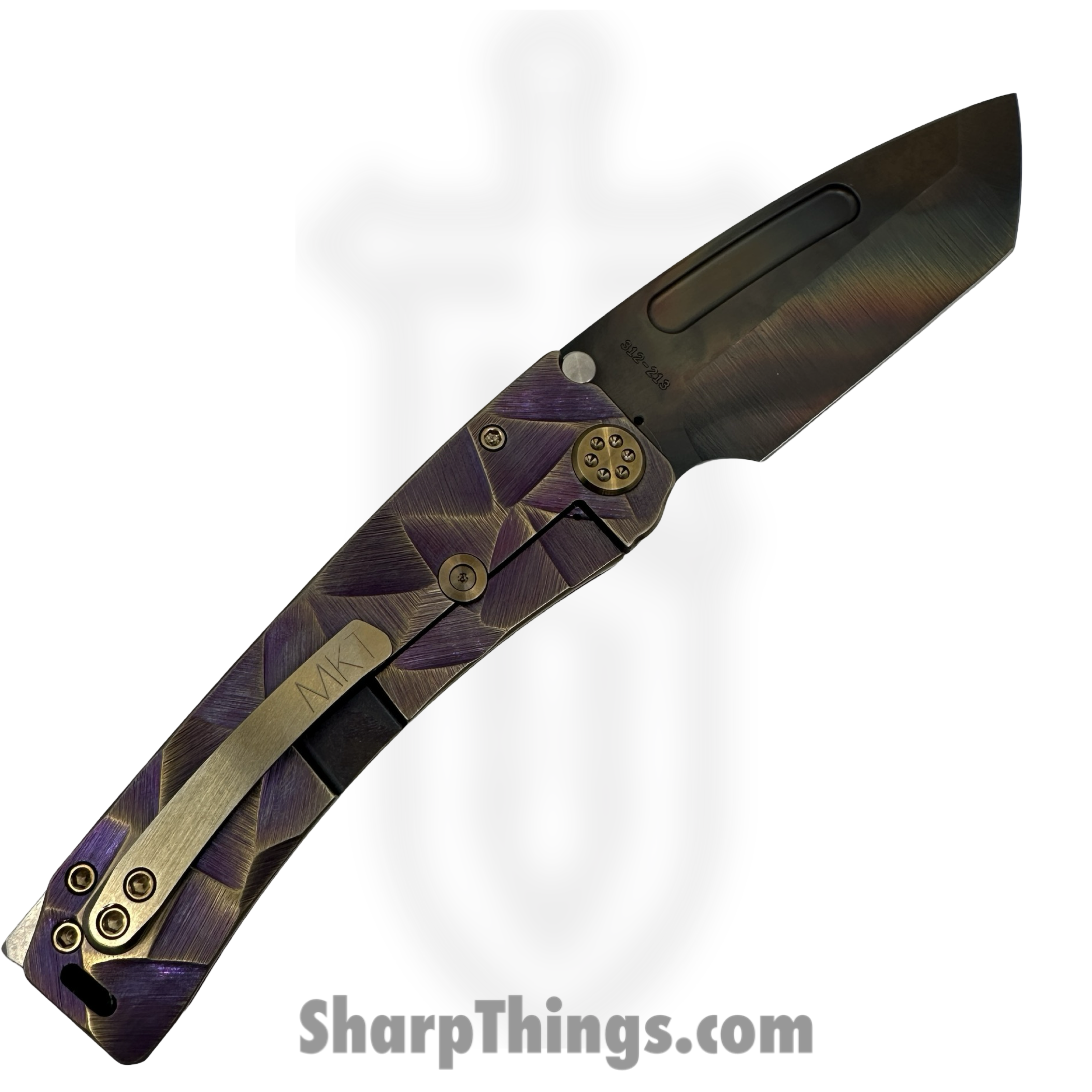 Medford Knife and Tool - MK0454VT-39A5-T1C1-BN - Marauder-H - Folding Knife - S45VN Vulcan Tanto - Titanium "Stained Glass" - Violet Bronze - Image 2