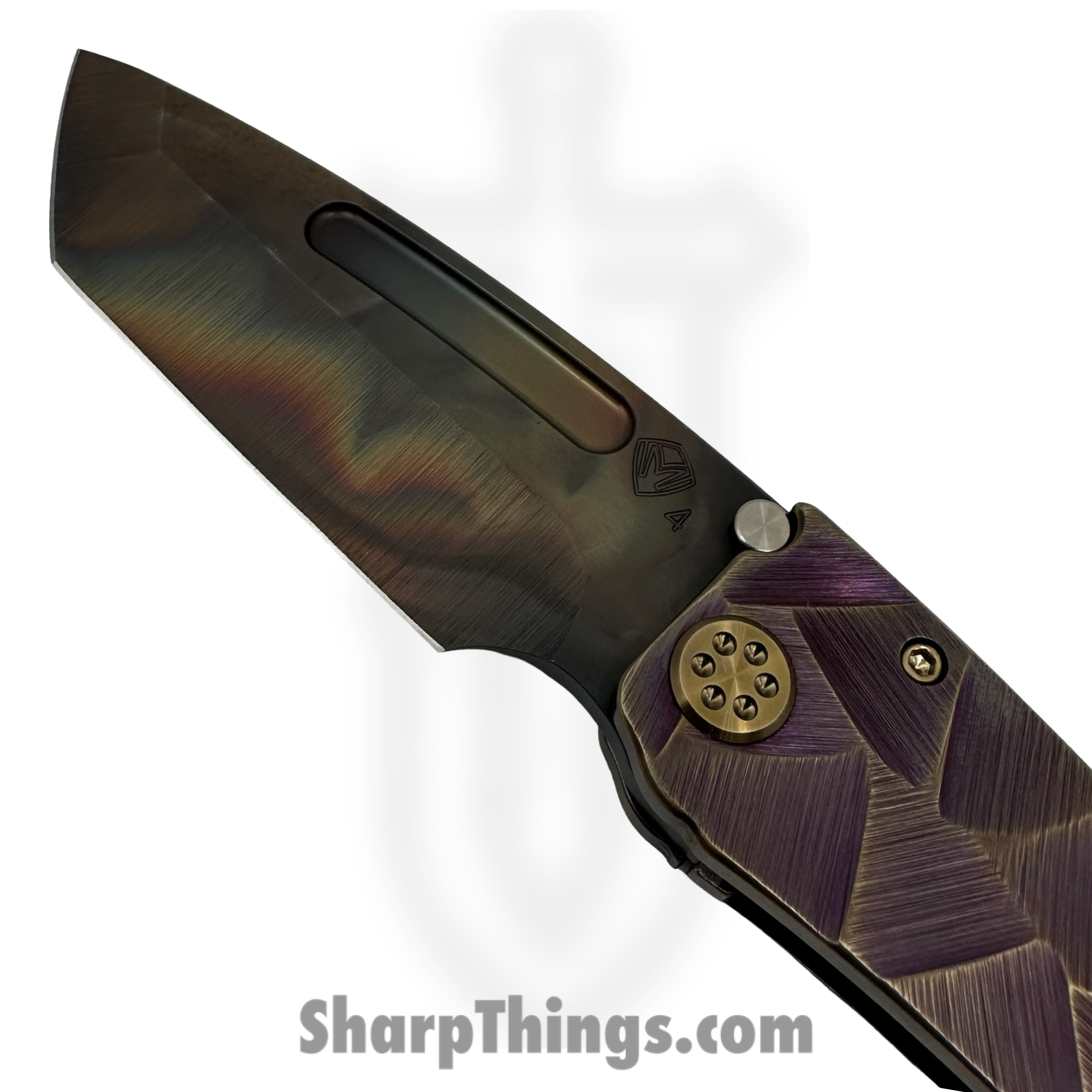 Medford Knife and Tool - MK0454VT-39A5-T1C1-BN - Marauder-H - Folding Knife - S45VN Vulcan Tanto - Titanium "Stained Glass" - Violet Bronze - Image 3