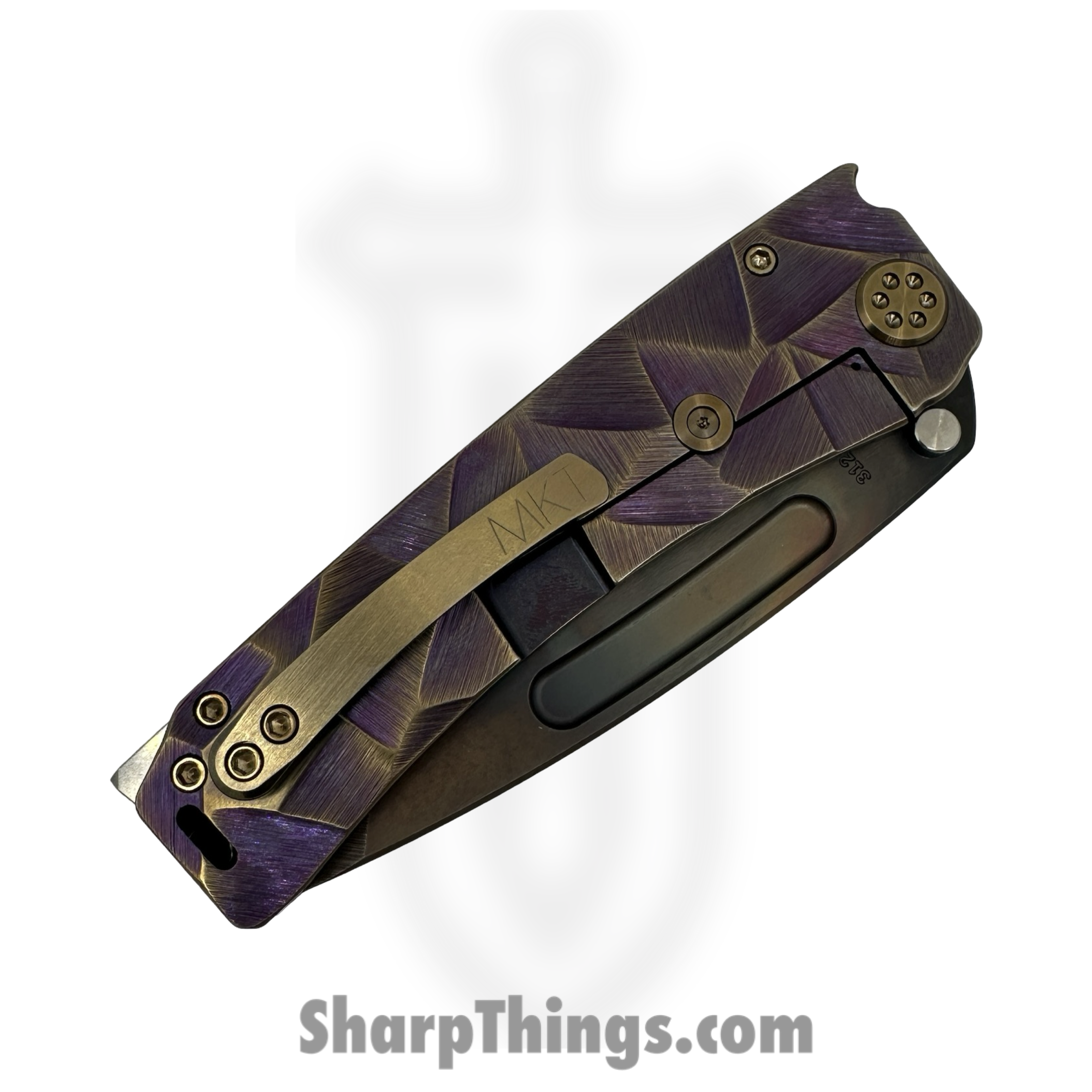Medford Knife and Tool - MK0454VT-39A5-T1C1-BN - Marauder-H - Folding Knife - S45VN Vulcan Tanto - Titanium "Stained Glass" - Violet Bronze - Image 4