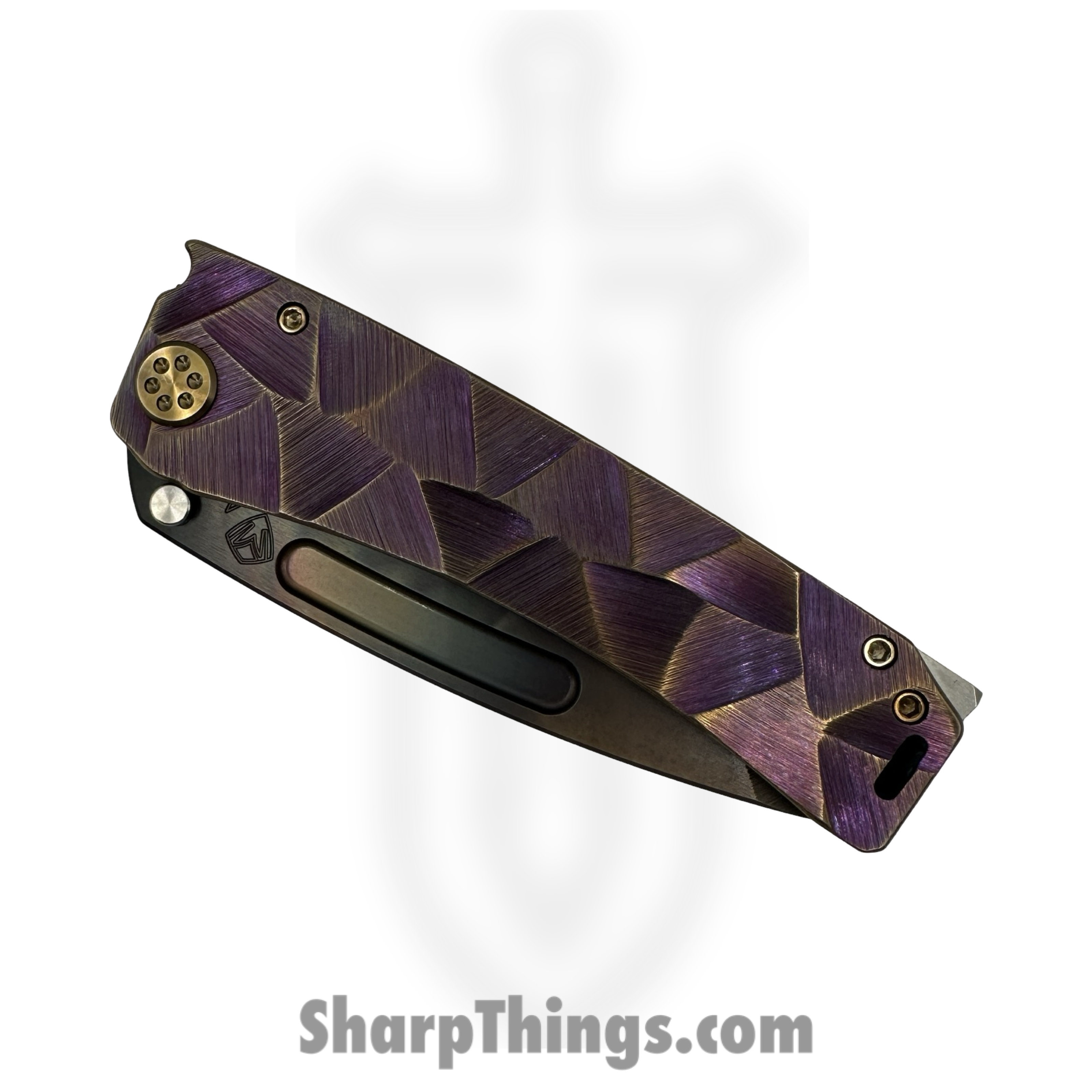 Medford Knife and Tool - MK0454VT-39A5-T1C1-BN - Marauder-H - Folding Knife - S45VN Vulcan Tanto - Titanium "Stained Glass" - Violet Bronze - Image 5