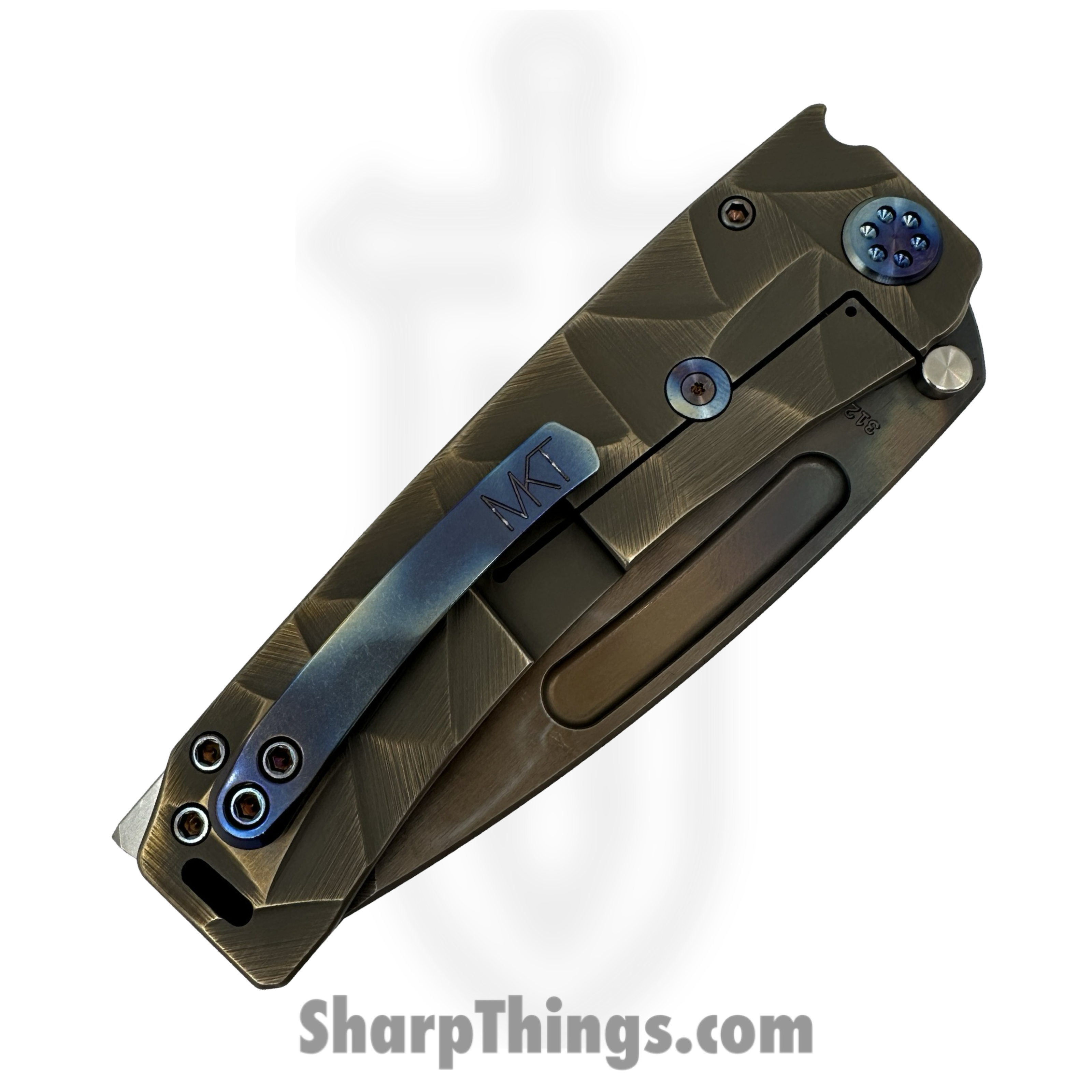 Medford Knife and Tool - MK0454VT-36A1-TFCF-BZ - Marauder-H - Folding Knife - S45VN Vulcan Tanto - Titanium "Stained Glass" - Bronze - Image 5