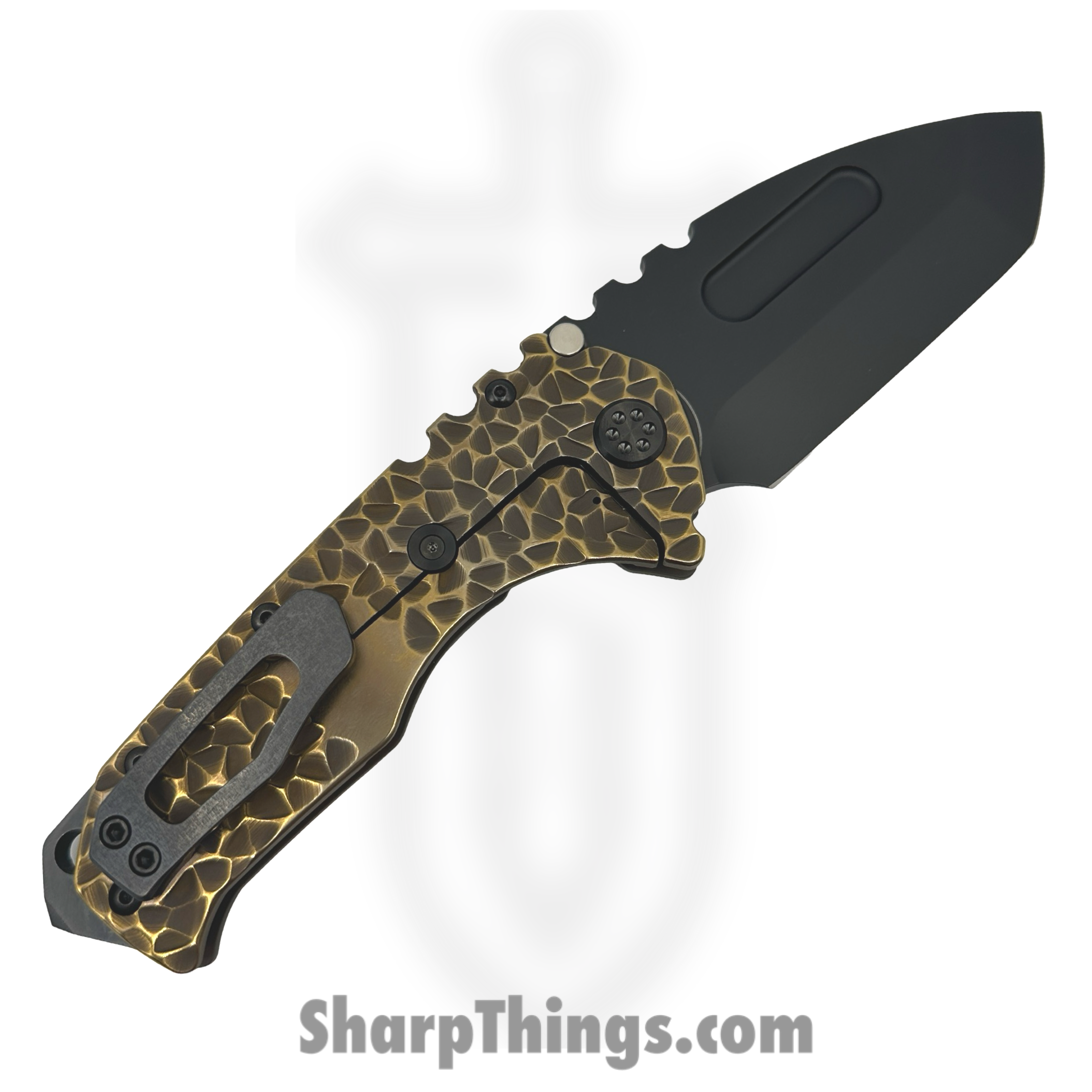 Medford Knife and Tool - MK0124PT-36A1-TPCP-BP - Prae "T" - Folding Knife - S45VN DLC Tanto - Titanium "Peaks & Valleys" - Bronze - Image 2