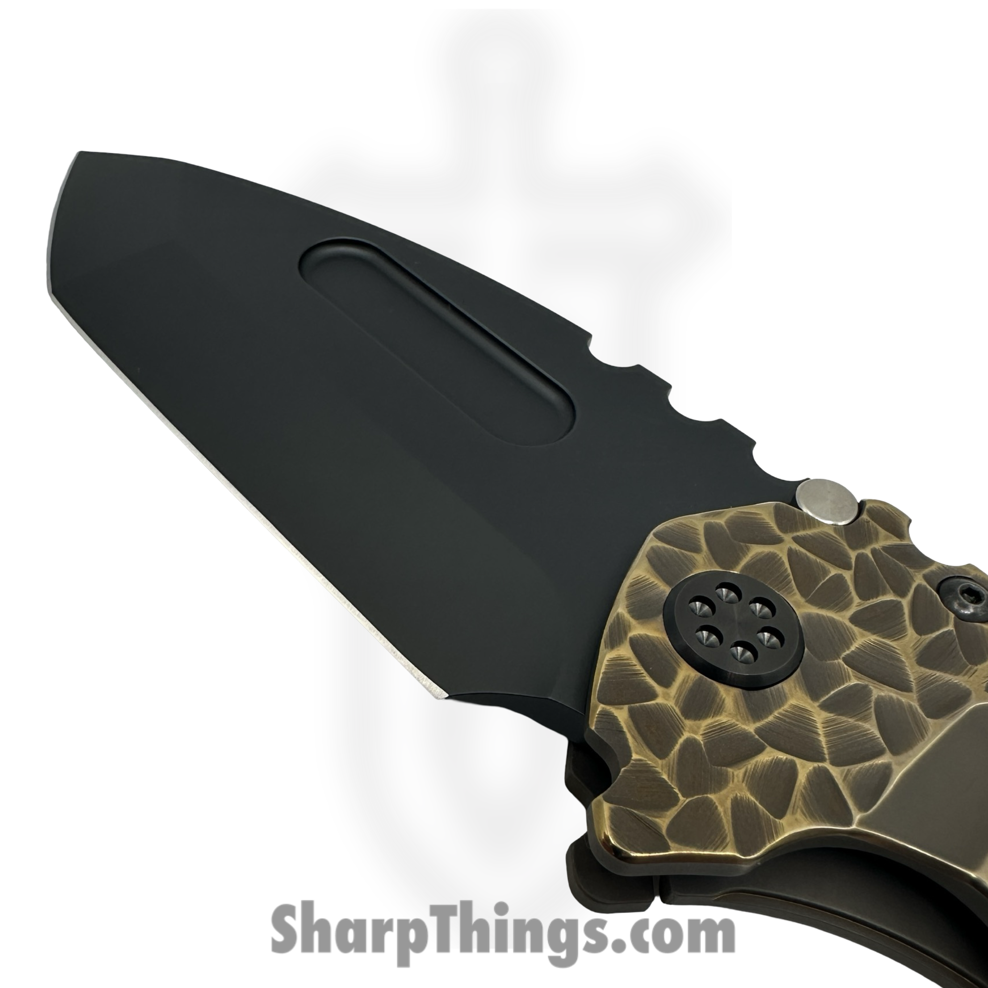 Medford Knife and Tool - MK0124PT-36A1-TPCP-BP - Prae "T" - Folding Knife - S45VN DLC Tanto - Titanium "Peaks & Valleys" - Bronze - Image 3