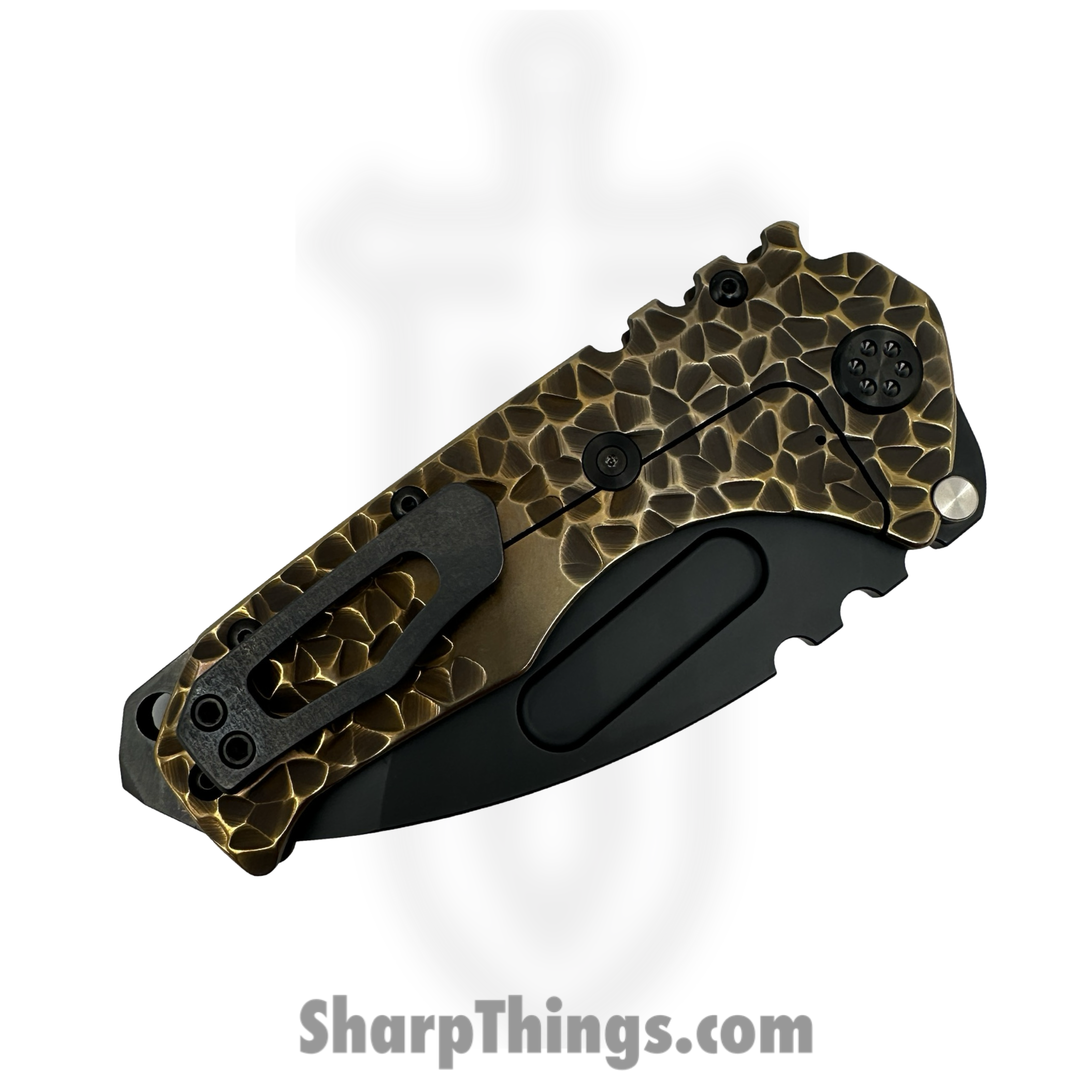 Medford Knife and Tool - MK0124PT-36A1-TPCP-BP - Prae "T" - Folding Knife - S45VN DLC Tanto - Titanium "Peaks & Valleys" - Bronze - Image 5