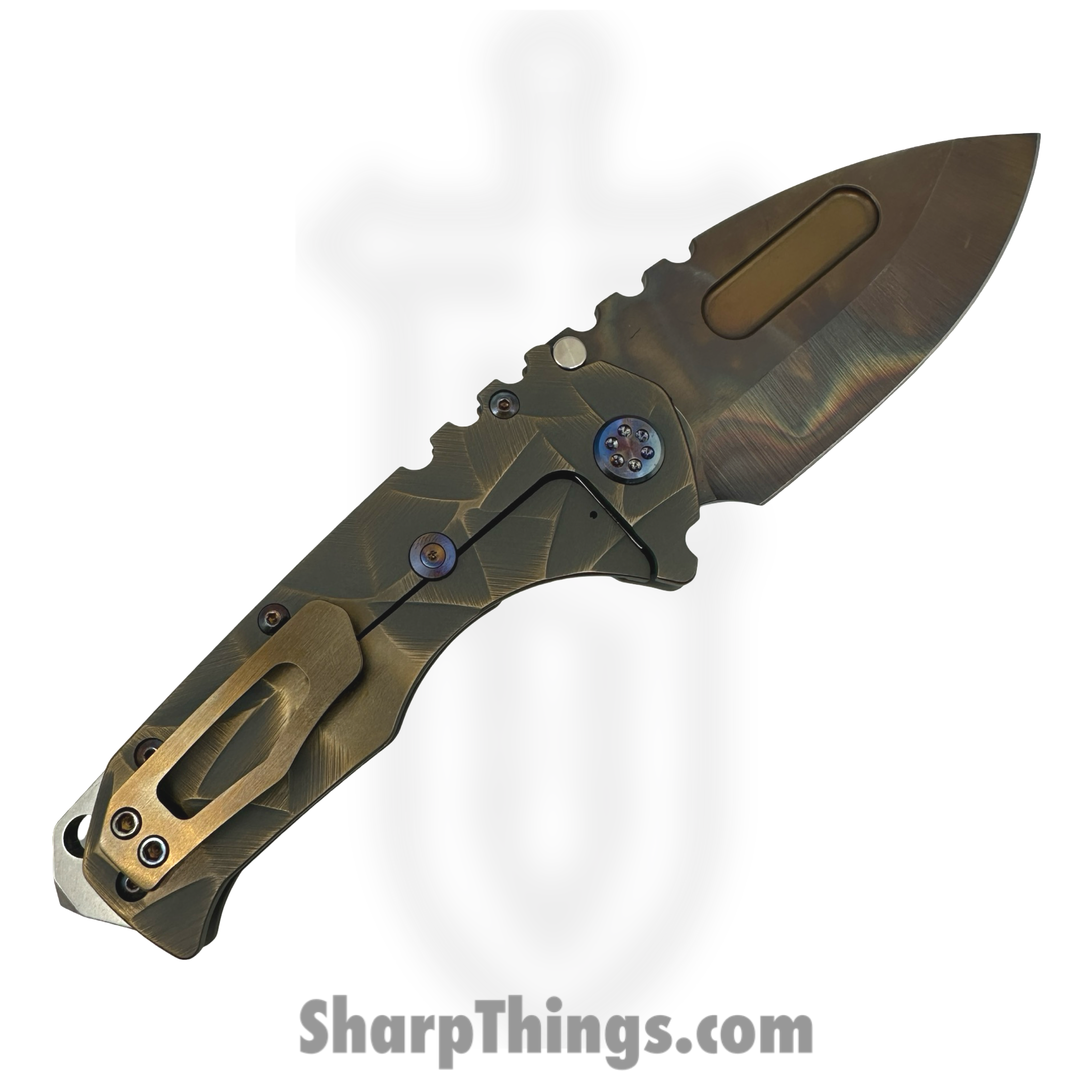 Medford Knife and Tool - MK0124VD-36A1-TFC1-BN - Prae "T" - Folding Knife - S45VN Vulcan Drop Point - Titanium "Stained Glass" - Bronze - Image 2