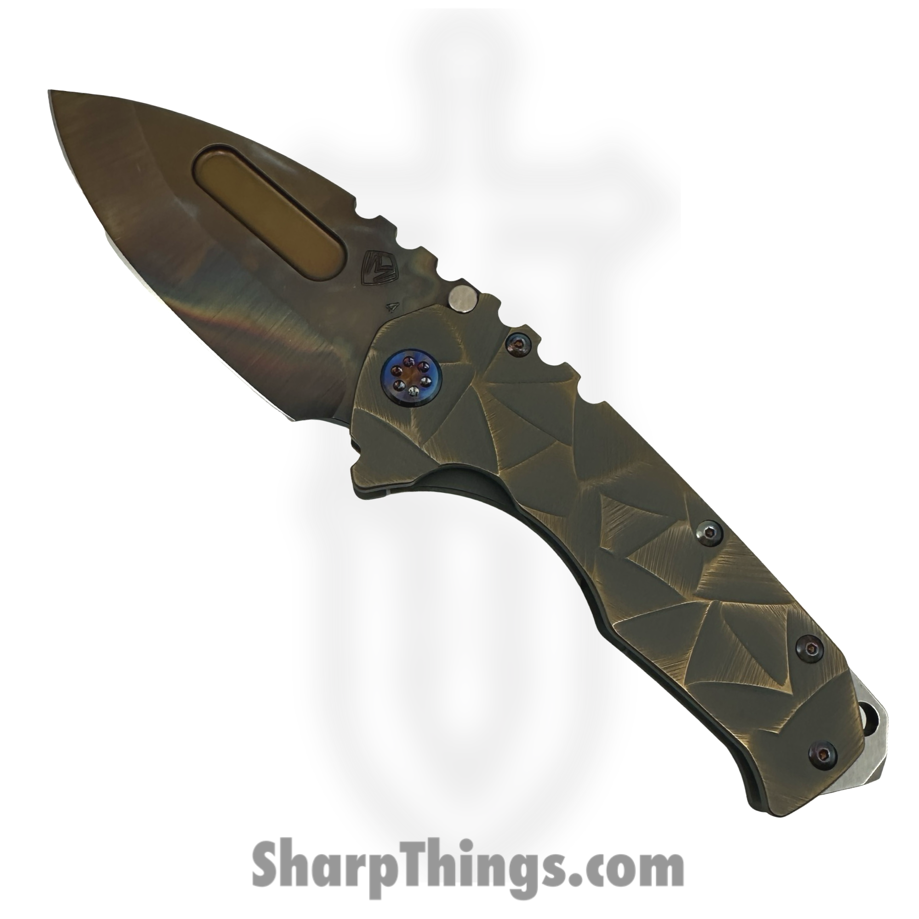 Medford Knife and Tool - MK0124VD-36A1-TFC1-BN - Prae "T" - Folding Knife - S45VN Vulcan Drop Point - Titanium "Stained Glass" - Bronze