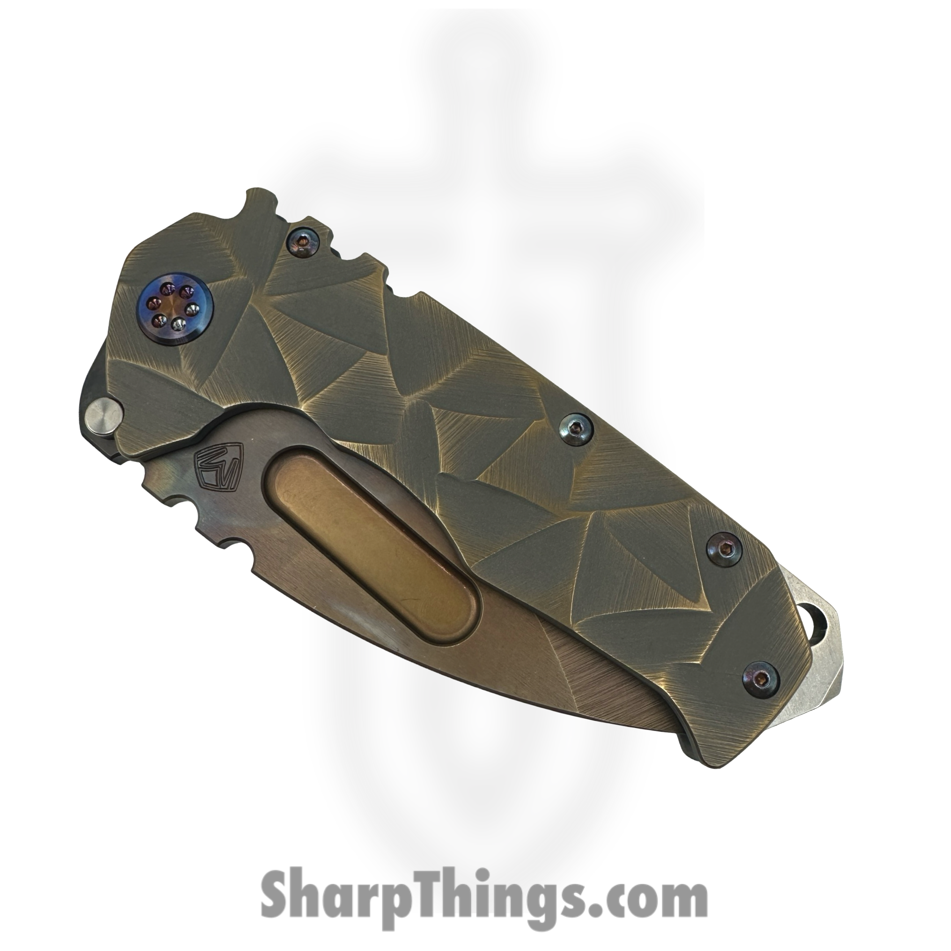 Medford Knife and Tool - MK0124VD-36A1-TFC1-BN - Prae "T" - Folding Knife - S45VN Vulcan Drop Point - Titanium "Stained Glass" - Bronze - Image 3