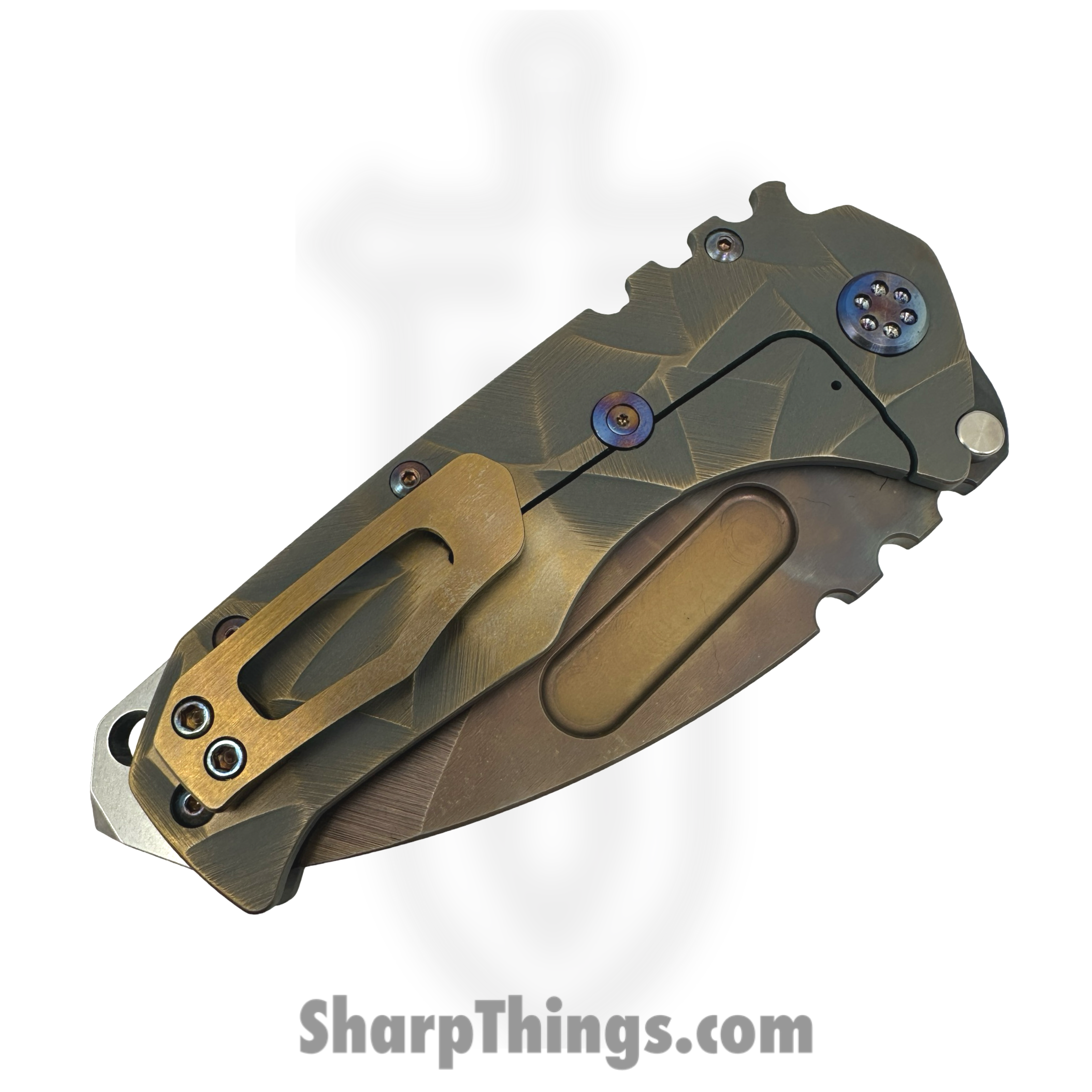 Medford Knife and Tool - MK0124VD-36A1-TFC1-BN - Prae "T" - Folding Knife - S45VN Vulcan Drop Point - Titanium "Stained Glass" - Bronze - Image 4