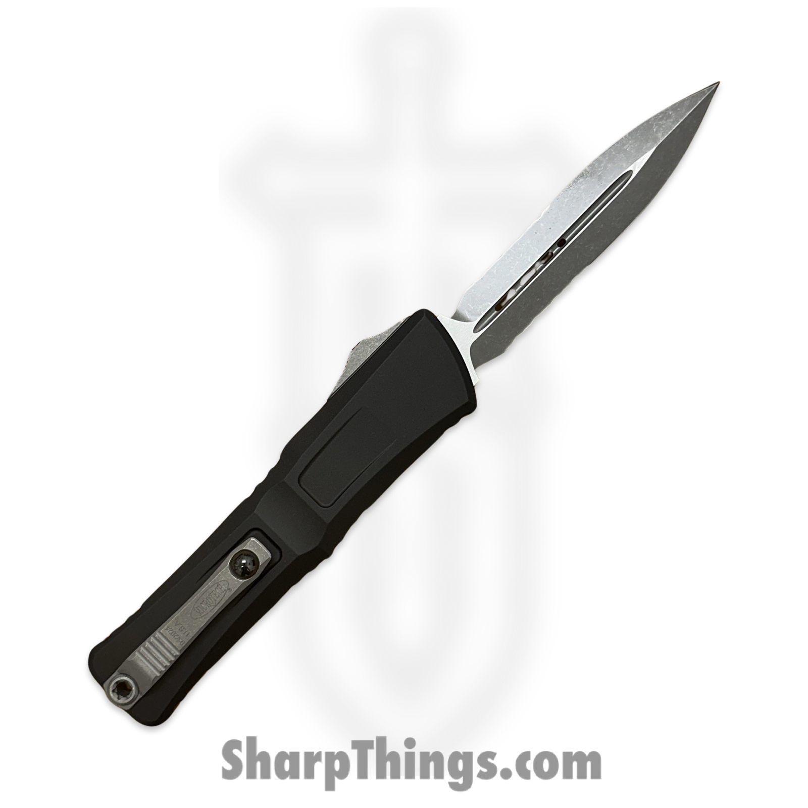 Microtech - 1142-11AP - Combat Troodon Gen III - OTF Auto - Apocalyptic D/E P/S - Deep Engraved Aircraft Aluminum - Black - Image 2