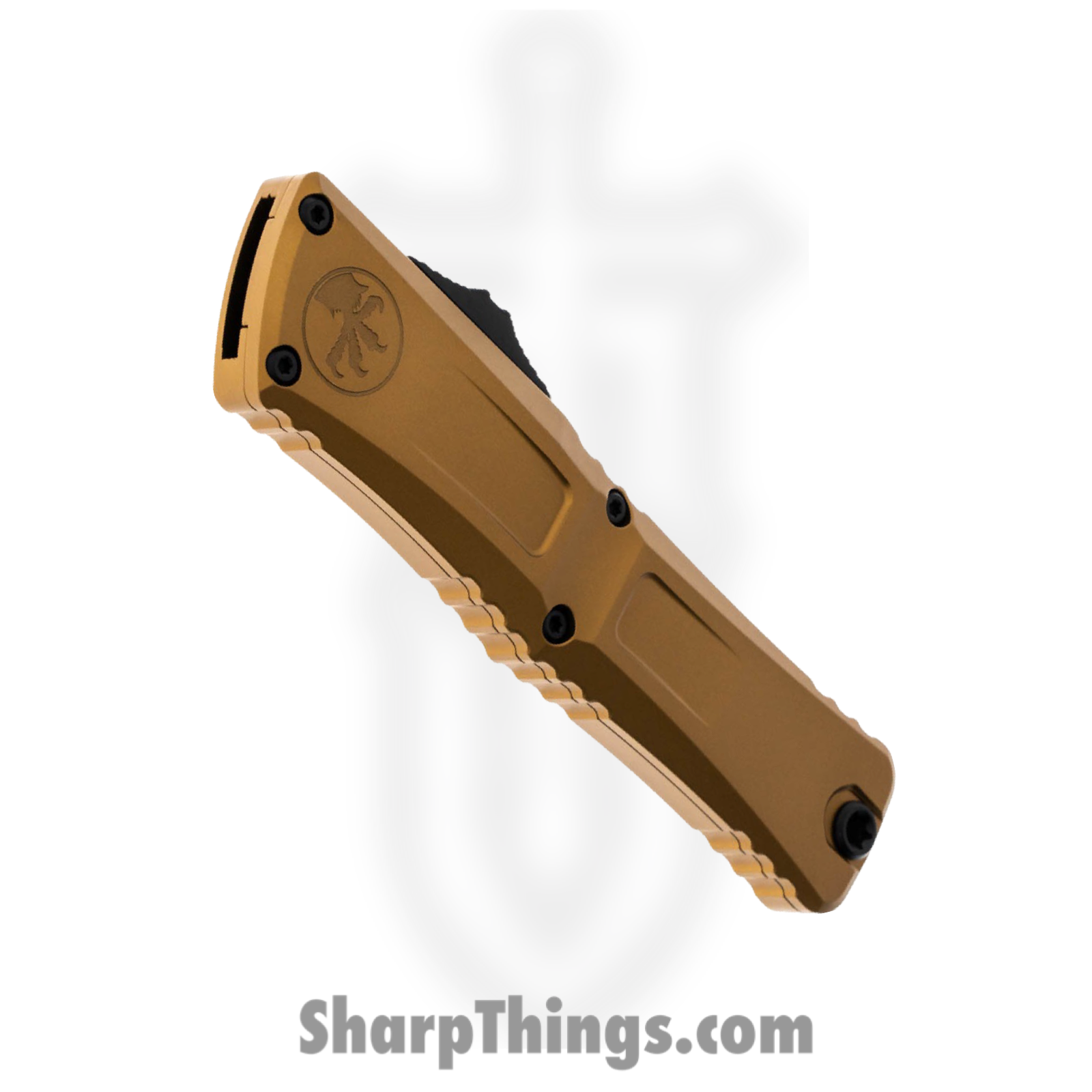 Microtech - 1142-1TA - Combat Troodon Gen III - OTF Auto - M390MK Black D/E - Deep Engraved Aircraft Aluminum - Tan - Image 3
