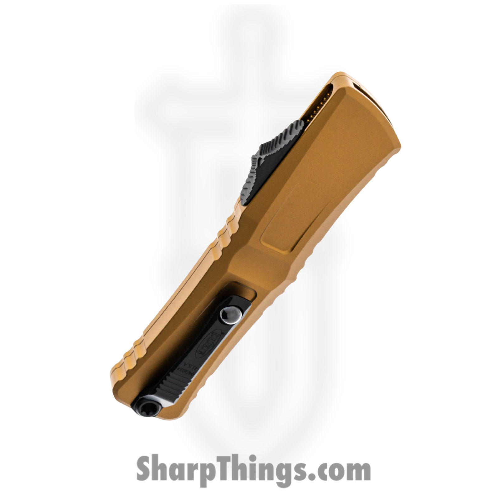 Microtech - 1142-1TA - Combat Troodon Gen III - OTF Auto - M390MK Black D/E - Deep Engraved Aircraft Aluminum - Tan - Image 4