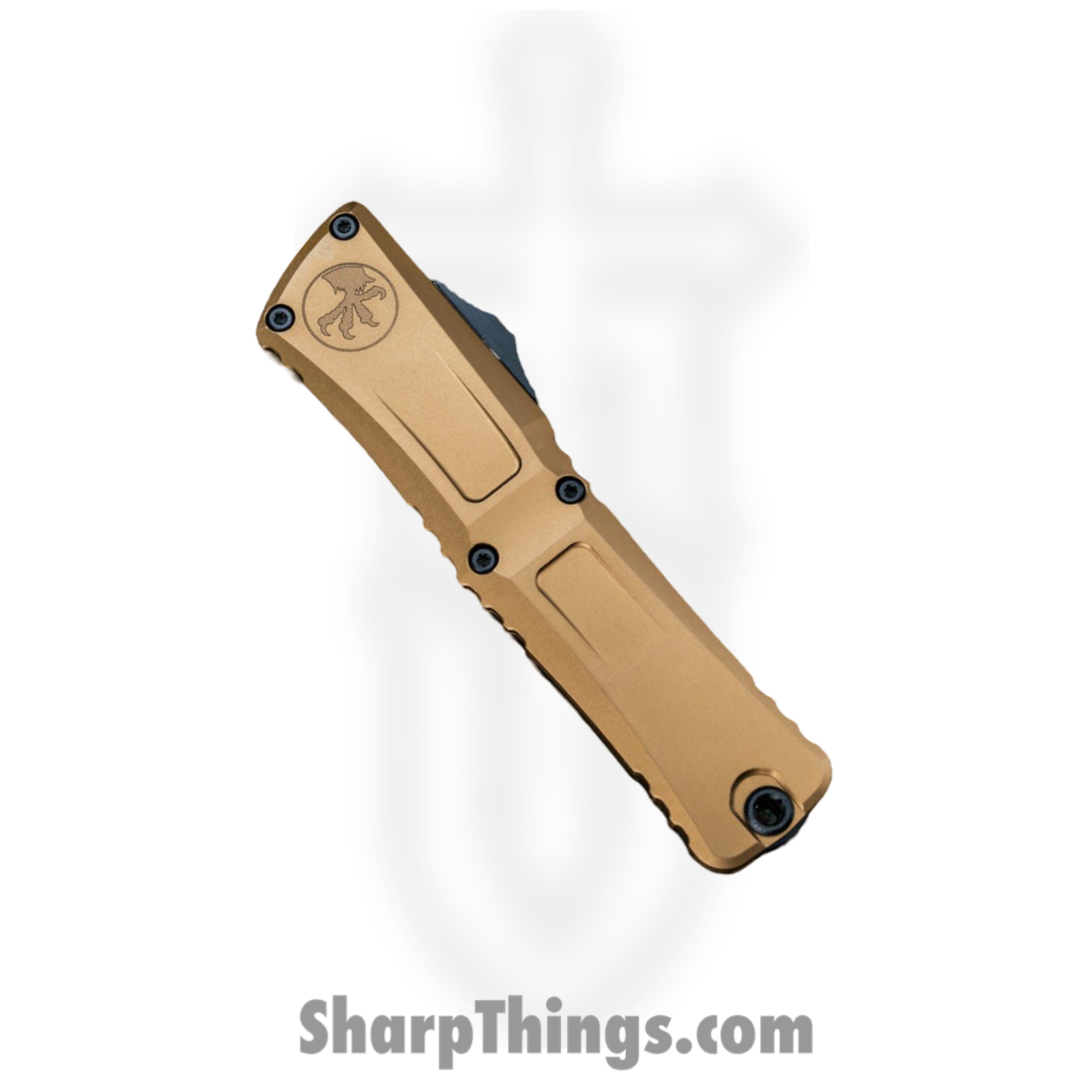Microtech - 1142-2TA - Combat Troodon Gen III - OTF Auto - M390MK Black D/E P/S - Deep Engraved Aircraft Aluminum - Tan - Image 3