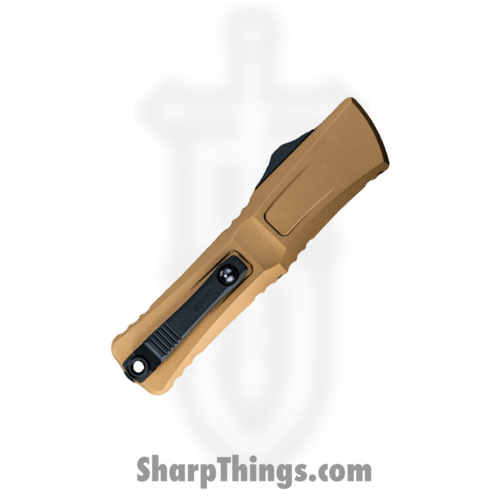 Microtech - 1142-2TA - Combat Troodon Gen III - OTF Auto - M390MK Black D/E P/S - Deep Engraved Aircraft Aluminum - Tan - Image 4