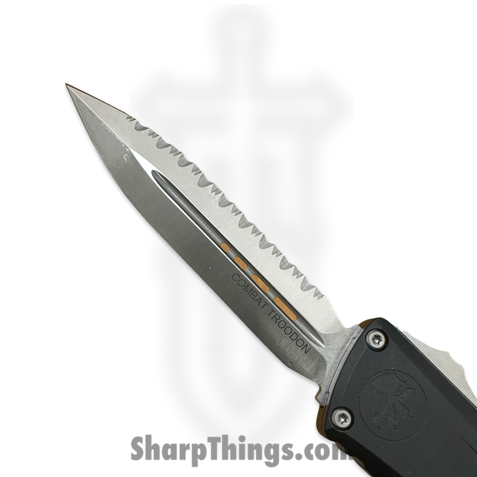 Microtech - 1142-6 - Combat Troodon Gen III F/S - OTF Auto - M390MK Satin D/E - Deep Engraved Aircraft Aluminum - Black - Image 3