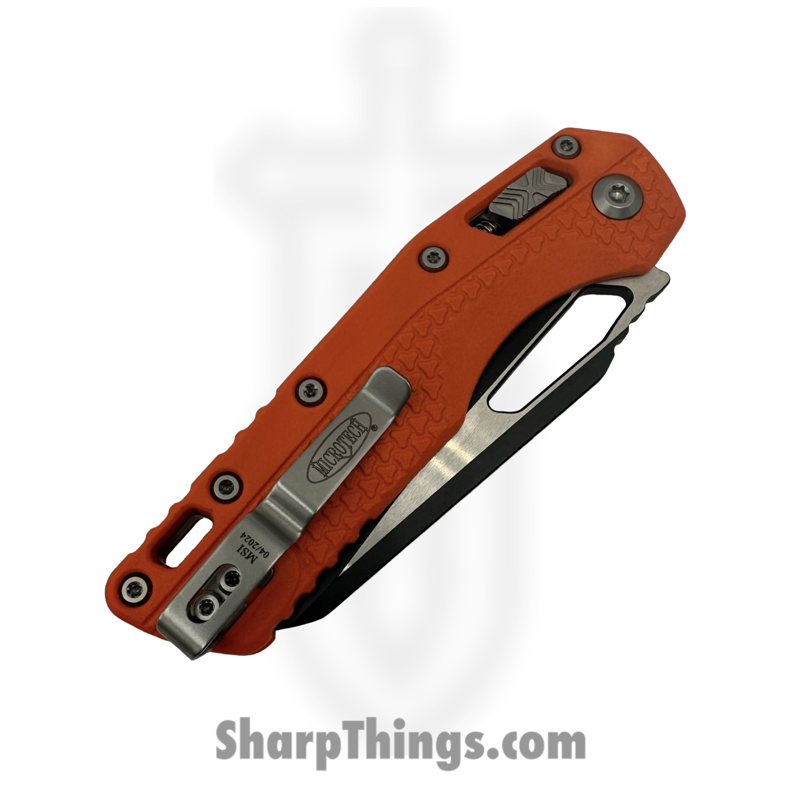 Microtech - 210T-2PMOR - MSI Ram-Lok - Folding Knife - M390MK P/S Black Modified Sheepsfoot - Injection Molded Polymer - Orange - Image 4