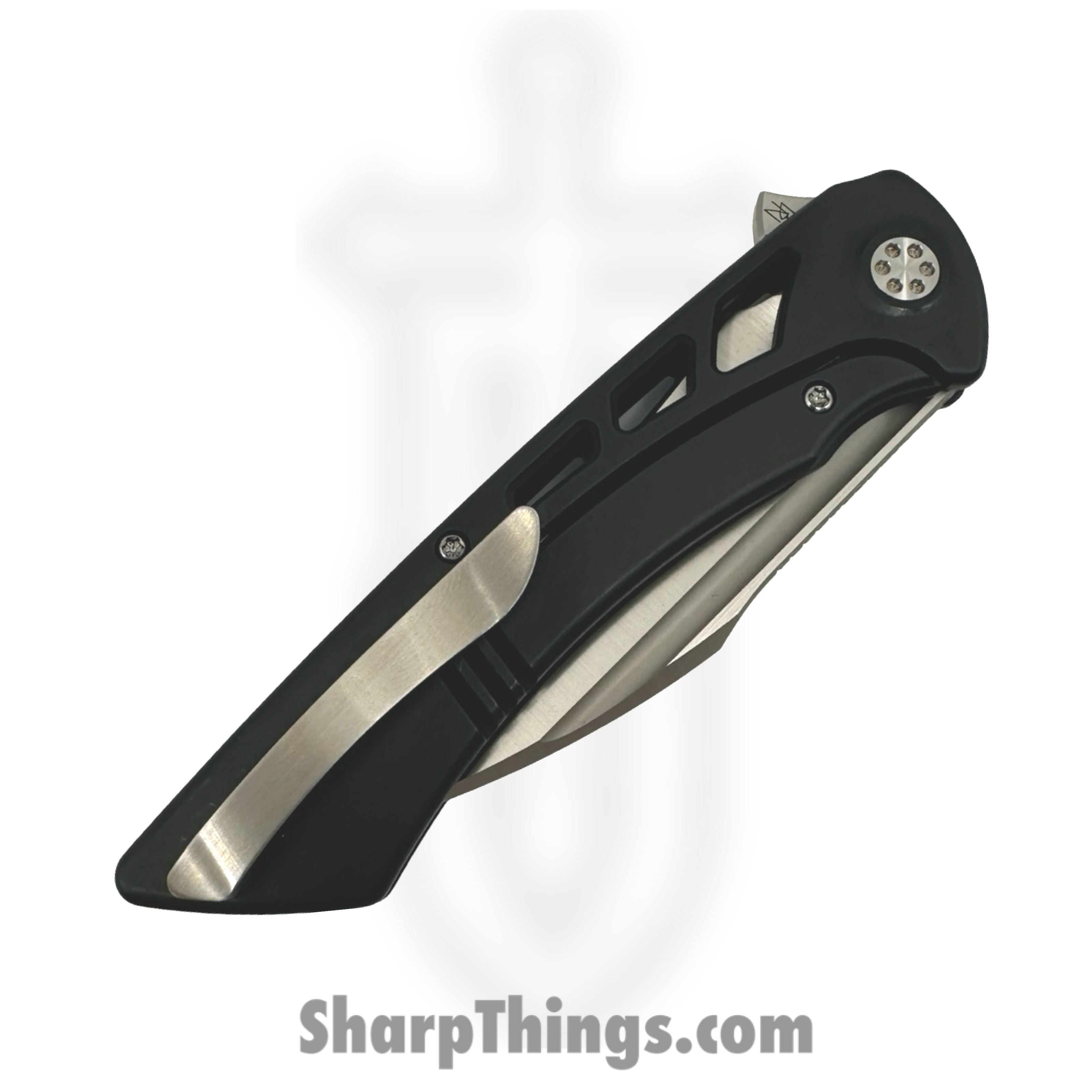 SharpByDesign - DER-BK-AS - Derecho - Folding Knife - Belt Satin M390 Hawkbill - Black Aspirated Ti - Black - Image 5