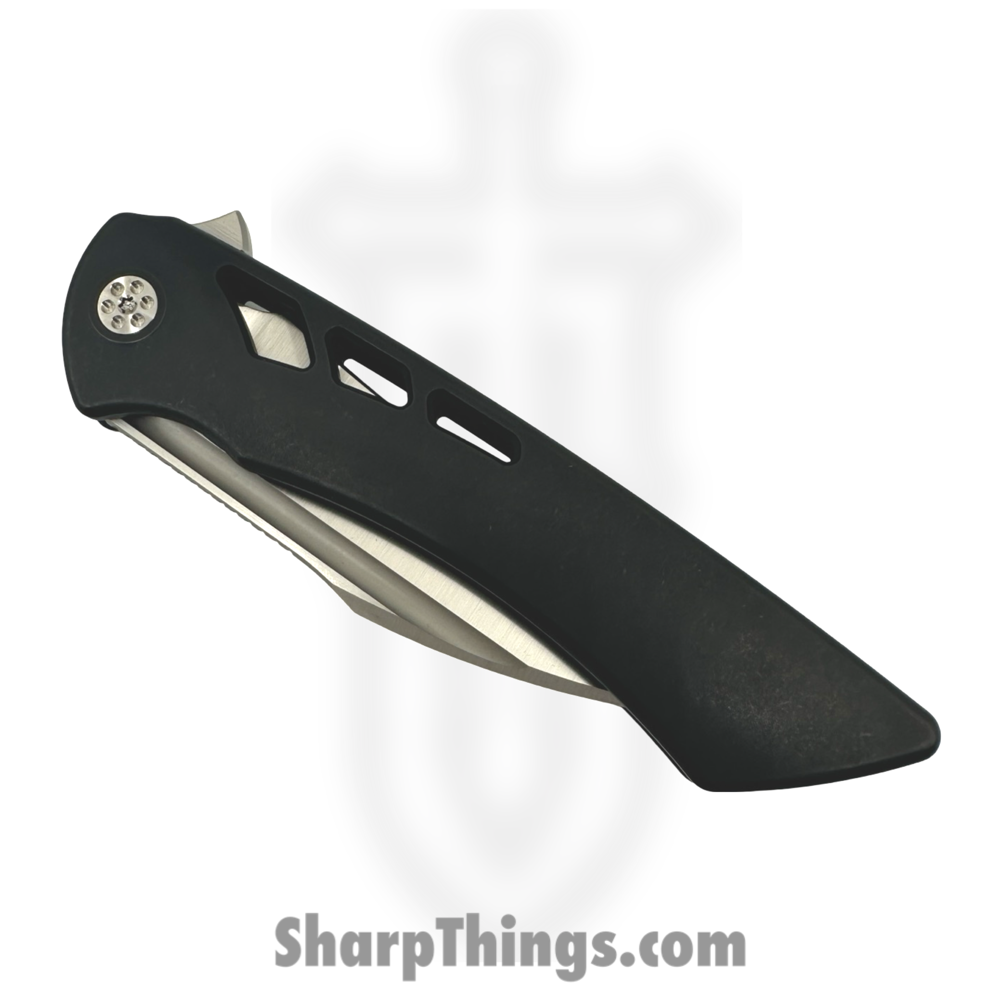 SharpByDesign - DER-BK-AS - Derecho - Folding Knife - Belt Satin M390 Hawkbill - Black Aspirated Ti - Black - Image 4