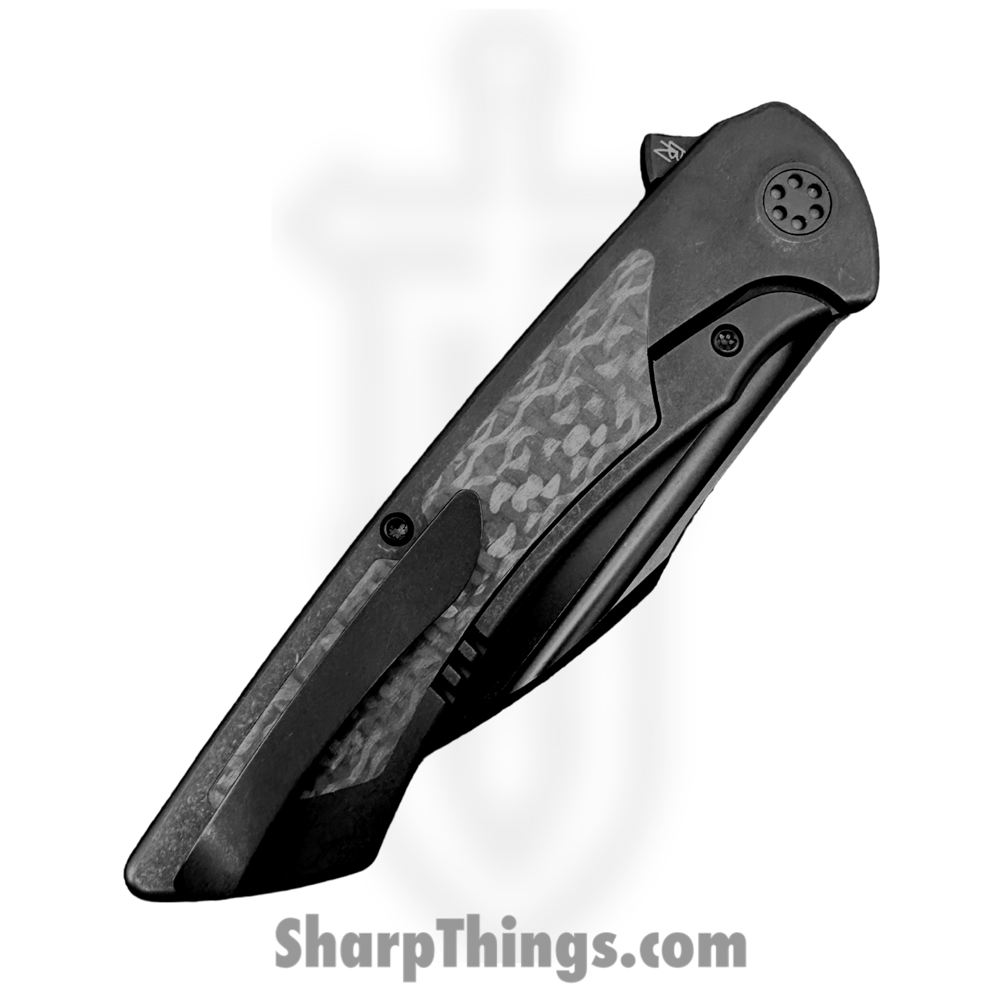 SharpByDesign - DER-BO-CF - Derecho - Folding Knife - PVD M390 Hawkbill - Black PVD Ti w Carbon Fiber - Black - Image 5