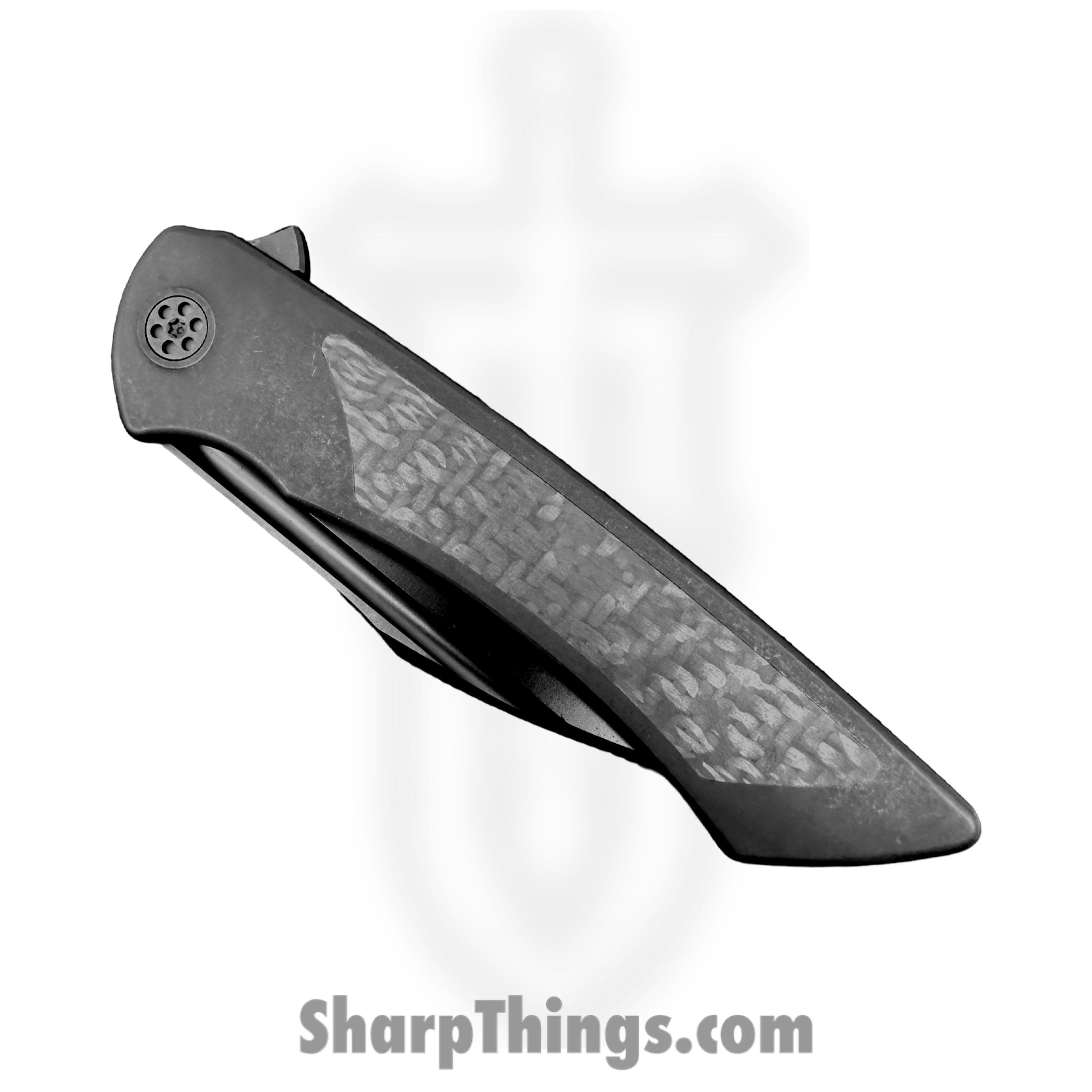 SharpByDesign - DER-BO-CF - Derecho - Folding Knife - PVD M390 Hawkbill - Black PVD Ti w Carbon Fiber - Black - Image 4