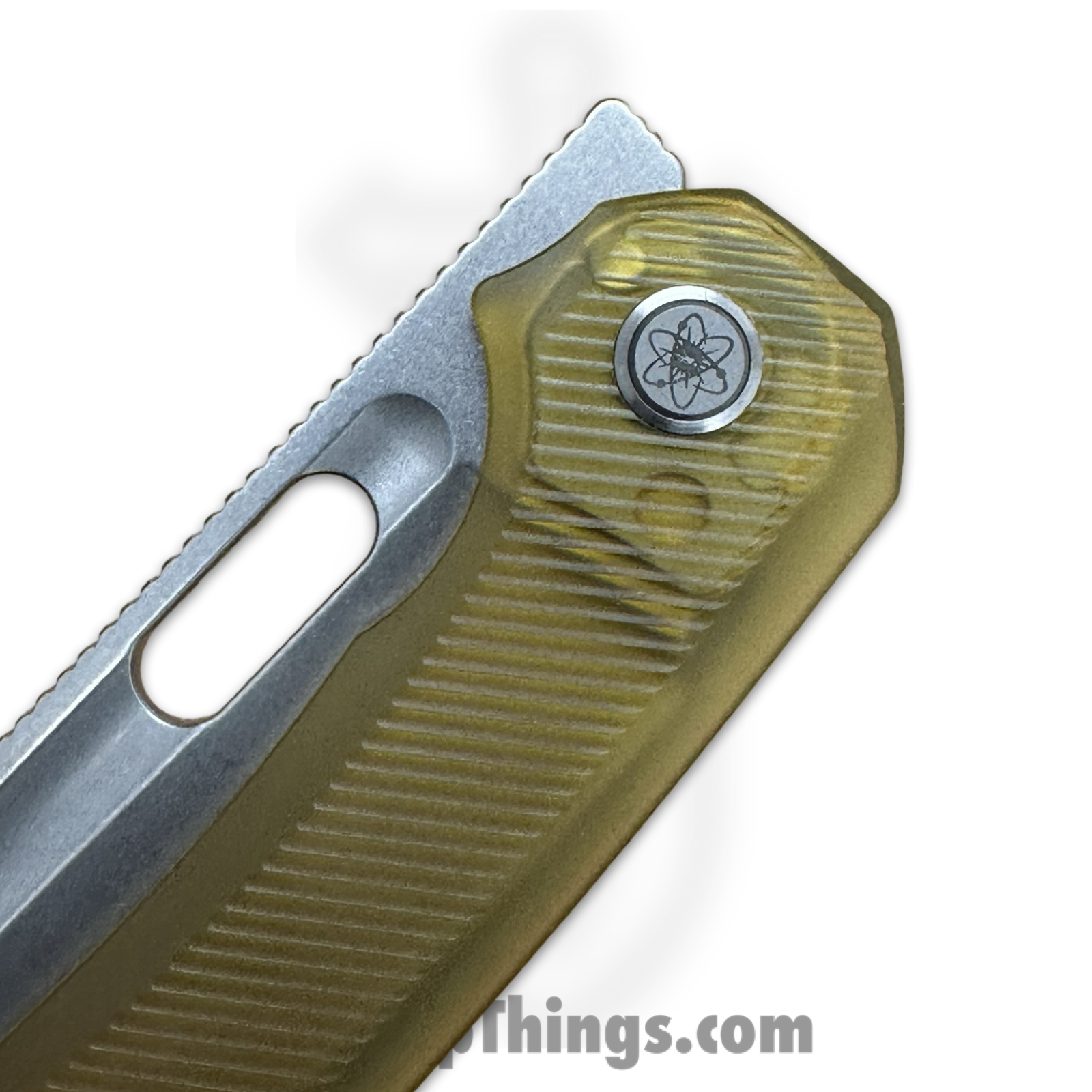 EMPEDC - EMPRELSWULT - Relative Special Edition - Folding Knife - Stonewash Magnacut Bowie - Ultem Titanium - Amber - Image 3