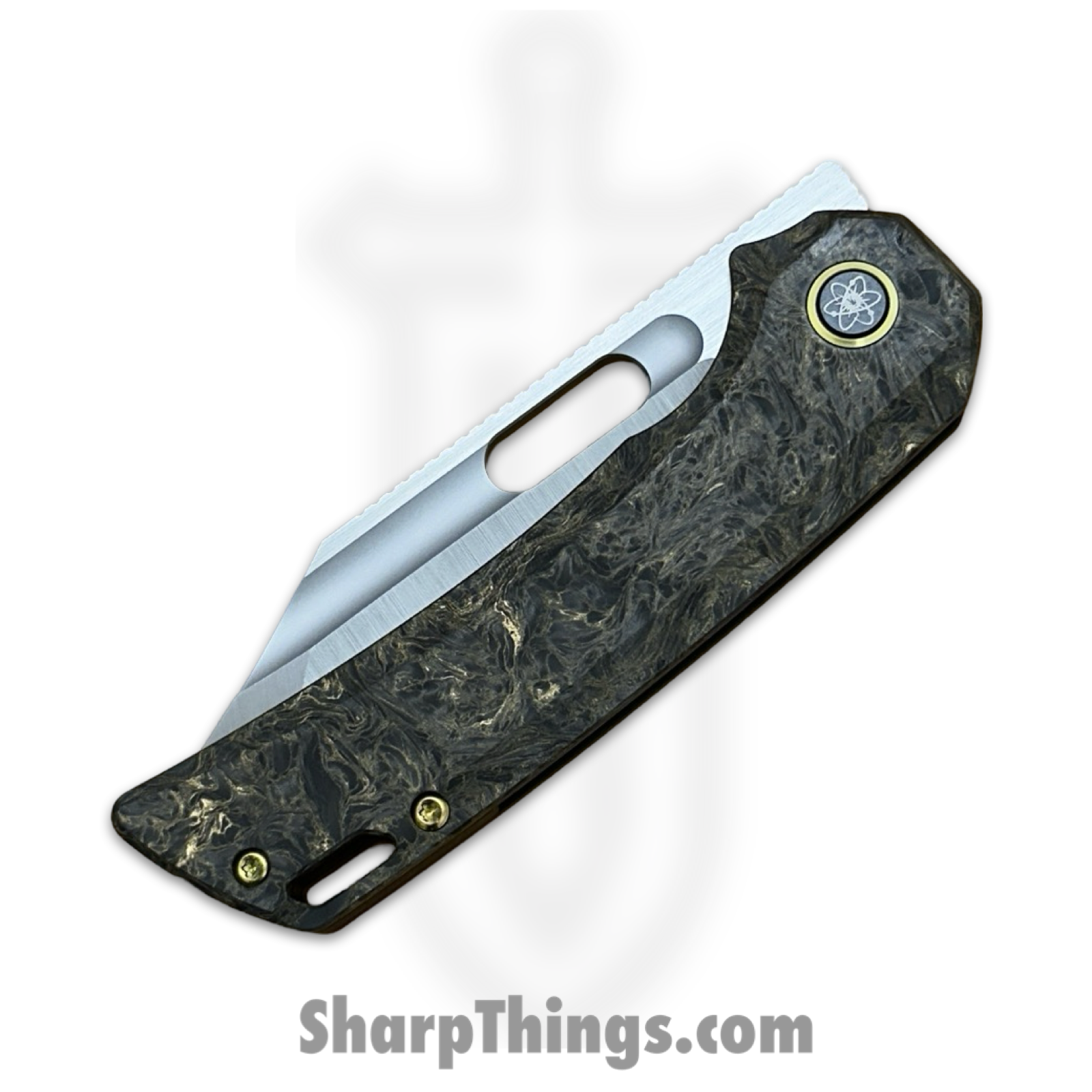 EMPEDC - EMPRELDRKMAT - Relative - Folding Knife - Stonewash Magnacut Bowie - Fat Carbon Titanium - Gold - Image 9