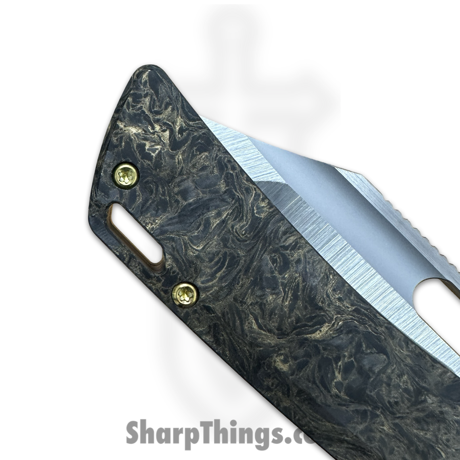 EMPEDC - EMPRELDRKMAT - Relative - Folding Knife - Stonewash Magnacut Bowie - Fat Carbon Titanium - Gold - Image 7
