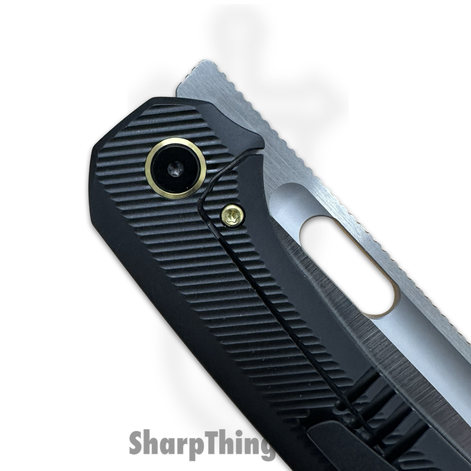 EMPEDC - EMPRELDRKMAT - Relative - Folding Knife - Stonewash Magnacut Bowie - Fat Carbon Titanium - Gold - Image 6