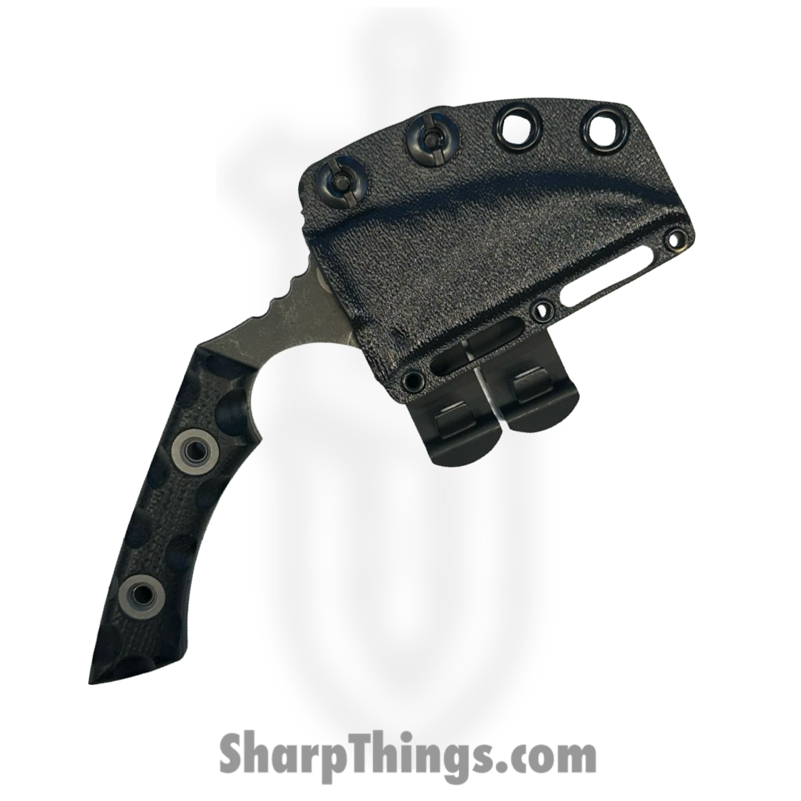 T.Kell Knives - FLNBlk - FLN Removable G-10 Ring Black Recon - Fixed Blade Knife - 80crv2 Coated Hawkbill - G10 - Black - Image 5
