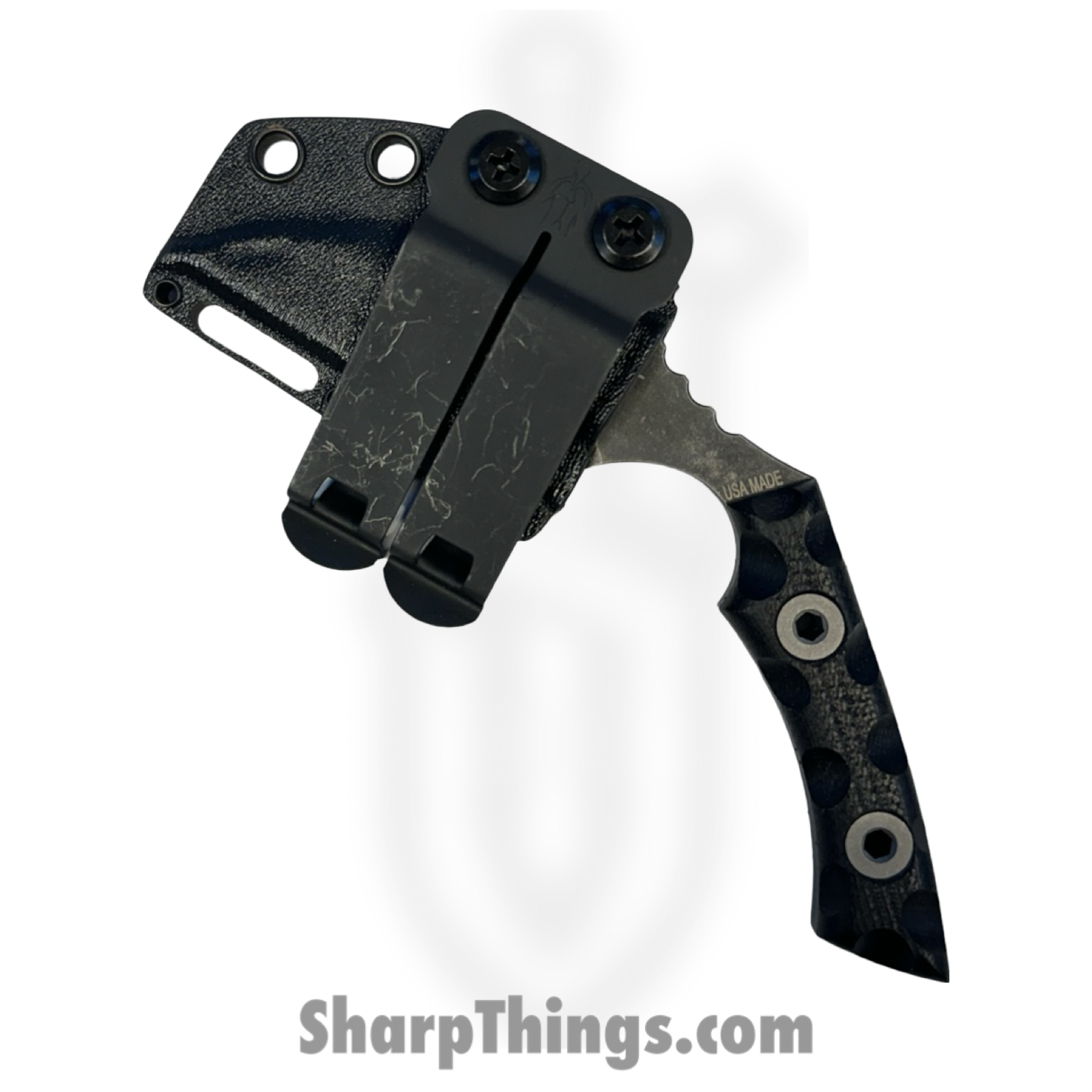 T.Kell Knives - FLNBlk - FLN Removable G-10 Ring Black Recon - Fixed Blade Knife - 80crv2 Coated Hawkbill - G10 - Black - Image 6