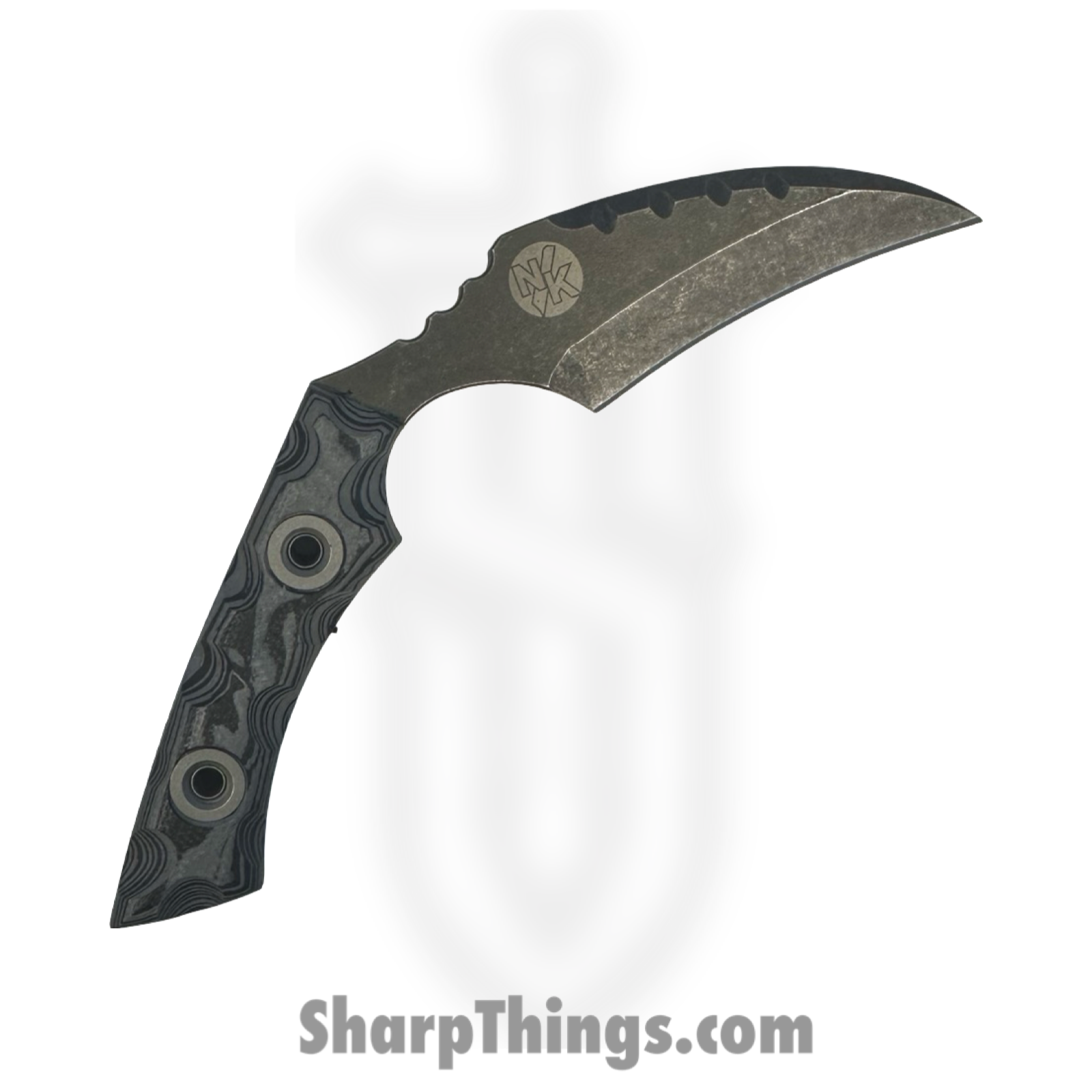 T.Kell Knives - FLNGreyman - FLN Removable G-10 Ring Black Recon - Fixed Blade Knife - 80crv2 Coated Hawkbill - G10 - Greyman - Image 3