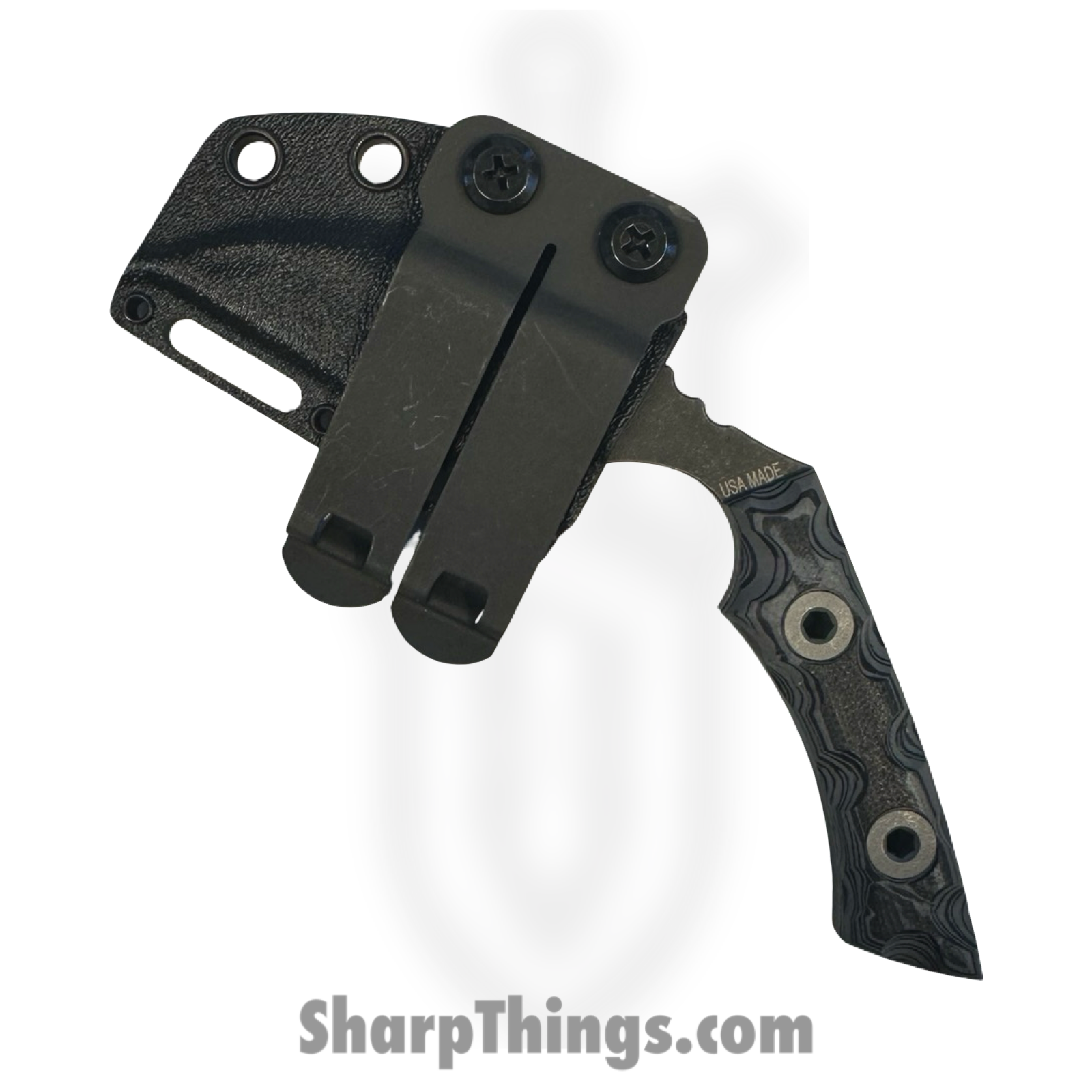 T.Kell Knives - FLNGreyman - FLN Removable G-10 Ring Black Recon - Fixed Blade Knife - 80crv2 Coated Hawkbill - G10 - Greyman - Image 6