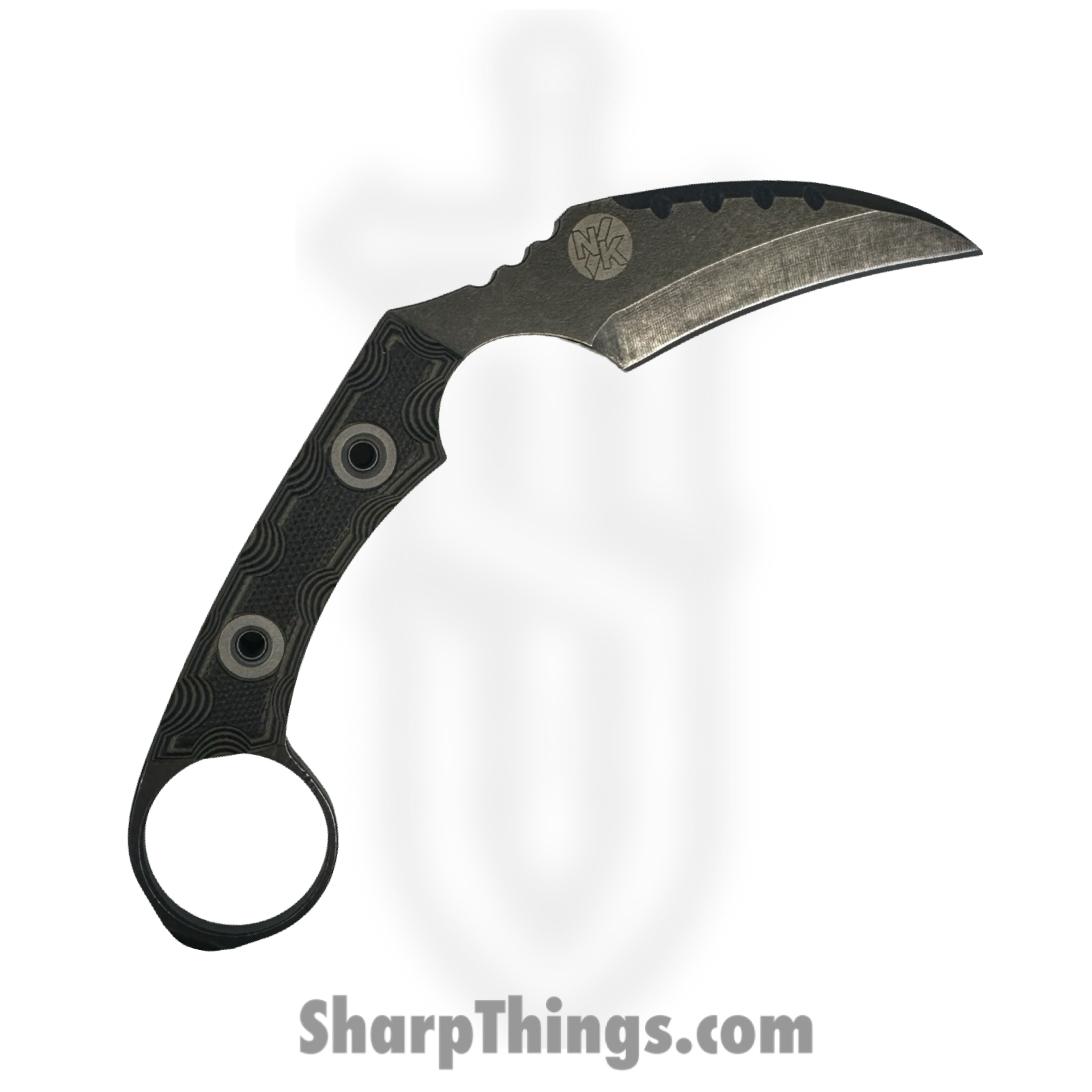 T.Kell Knives - FLNRnBDU - FLN Integral Ring Black Recon - Fixed Blade Knife - 80crv2 Coated Hawkbill - G10 - Bdu - Image 2