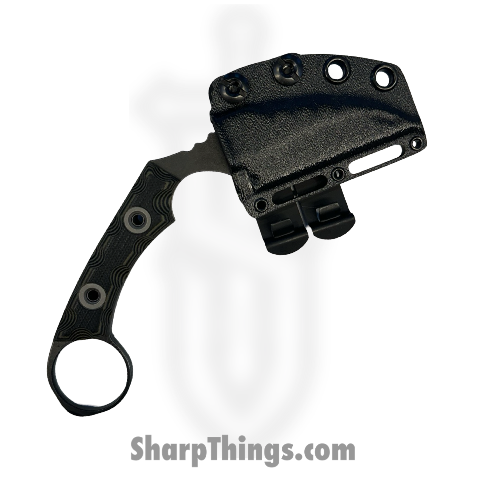 T.Kell Knives - FLNRnBDU - FLN Integral Ring Black Recon - Fixed Blade Knife - 80crv2 Coated Hawkbill - G10 - Bdu - Image 3