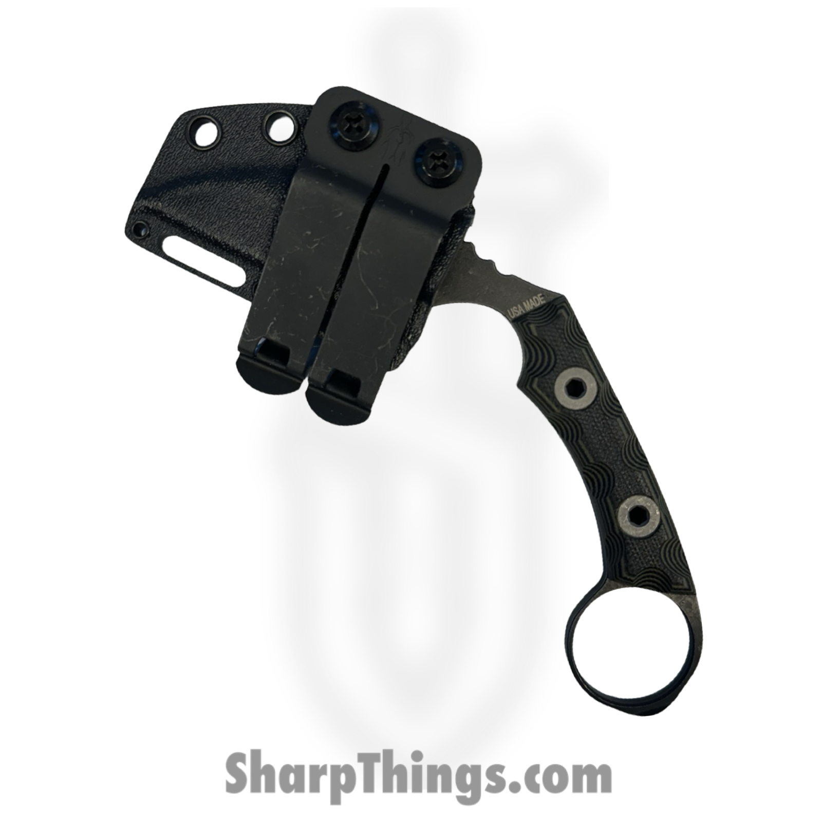 T.Kell Knives - FLNRnBDU - FLN Integral Ring Black Recon - Fixed Blade Knife - 80crv2 Coated Hawkbill - G10 - Bdu - Image 4