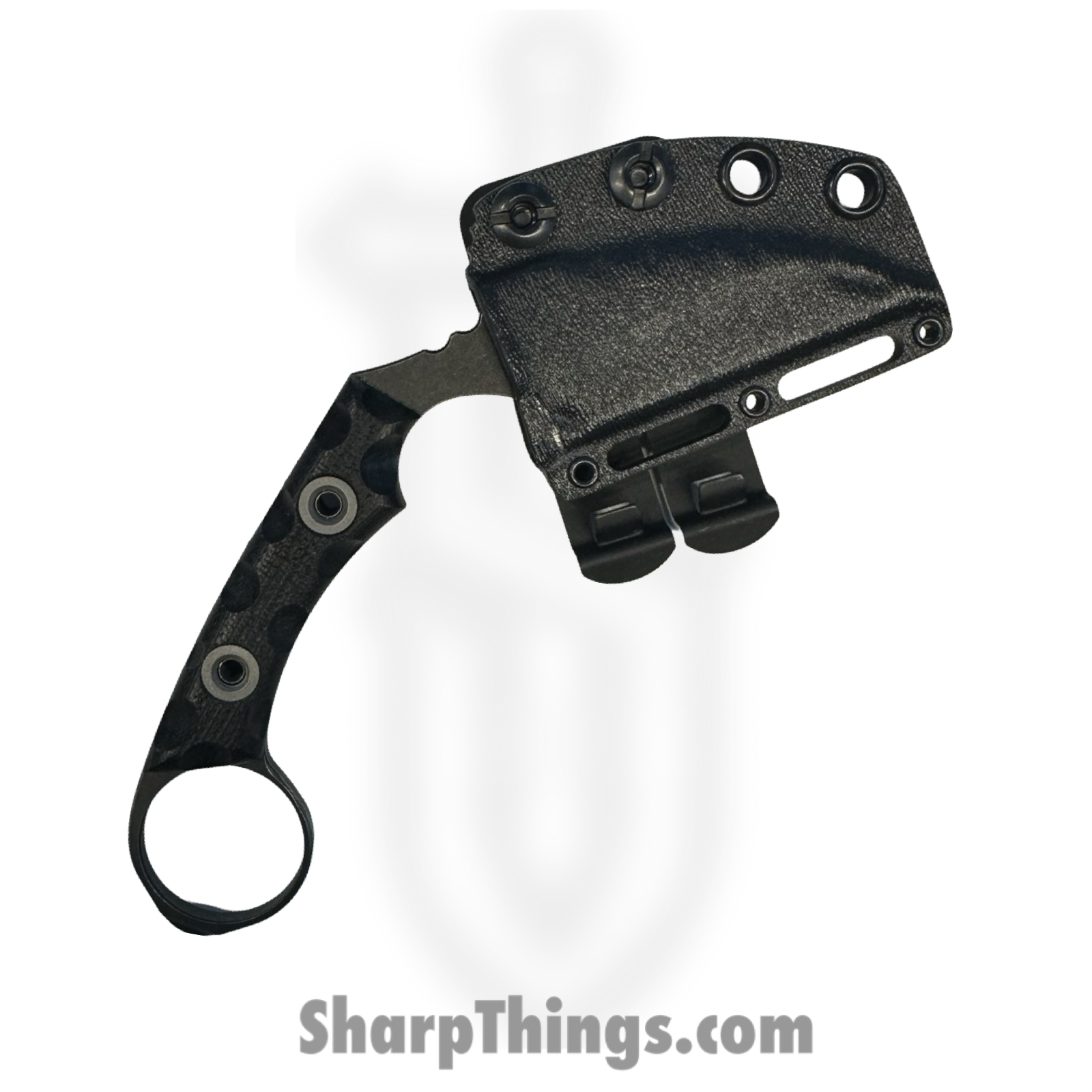 T.Kell Knives - FLNRnBlk - FLN Integral Ring Black Recon - Fixed Blade Knife - 80crv2 Coated Hawkbill - G10 - Black - Image 3