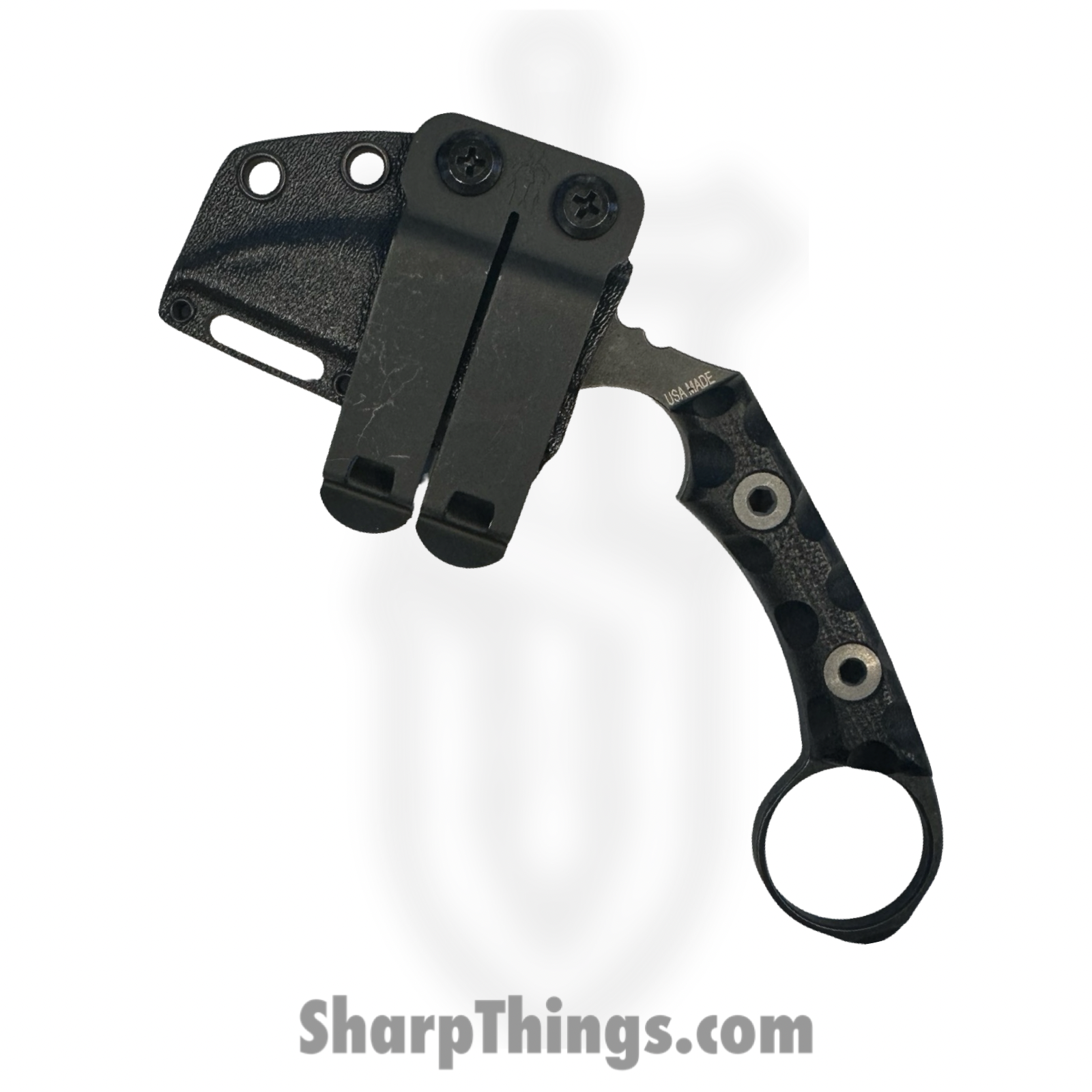 T.Kell Knives - FLNRnBlk - FLN Integral Ring Black Recon - Fixed Blade Knife - 80crv2 Coated Hawkbill - G10 - Black - Image 4