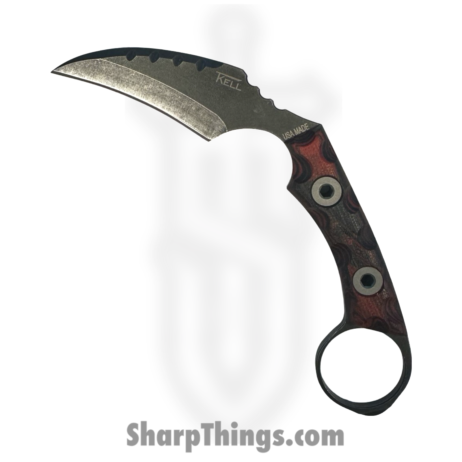 T.Kell Knives - FLNRnHades - FLN Integral Ring Black Recon - Fixed Blade Knife - 80crv2 Coated Hawkbill - G10 - Hades