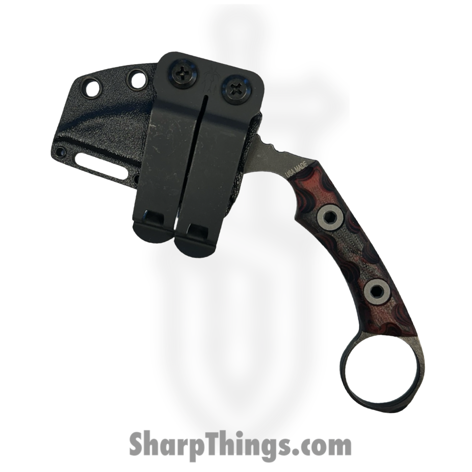 T.Kell Knives - FLNRnHades - FLN Integral Ring Black Recon - Fixed Blade Knife - 80crv2 Coated Hawkbill - G10 - Hades - Image 4