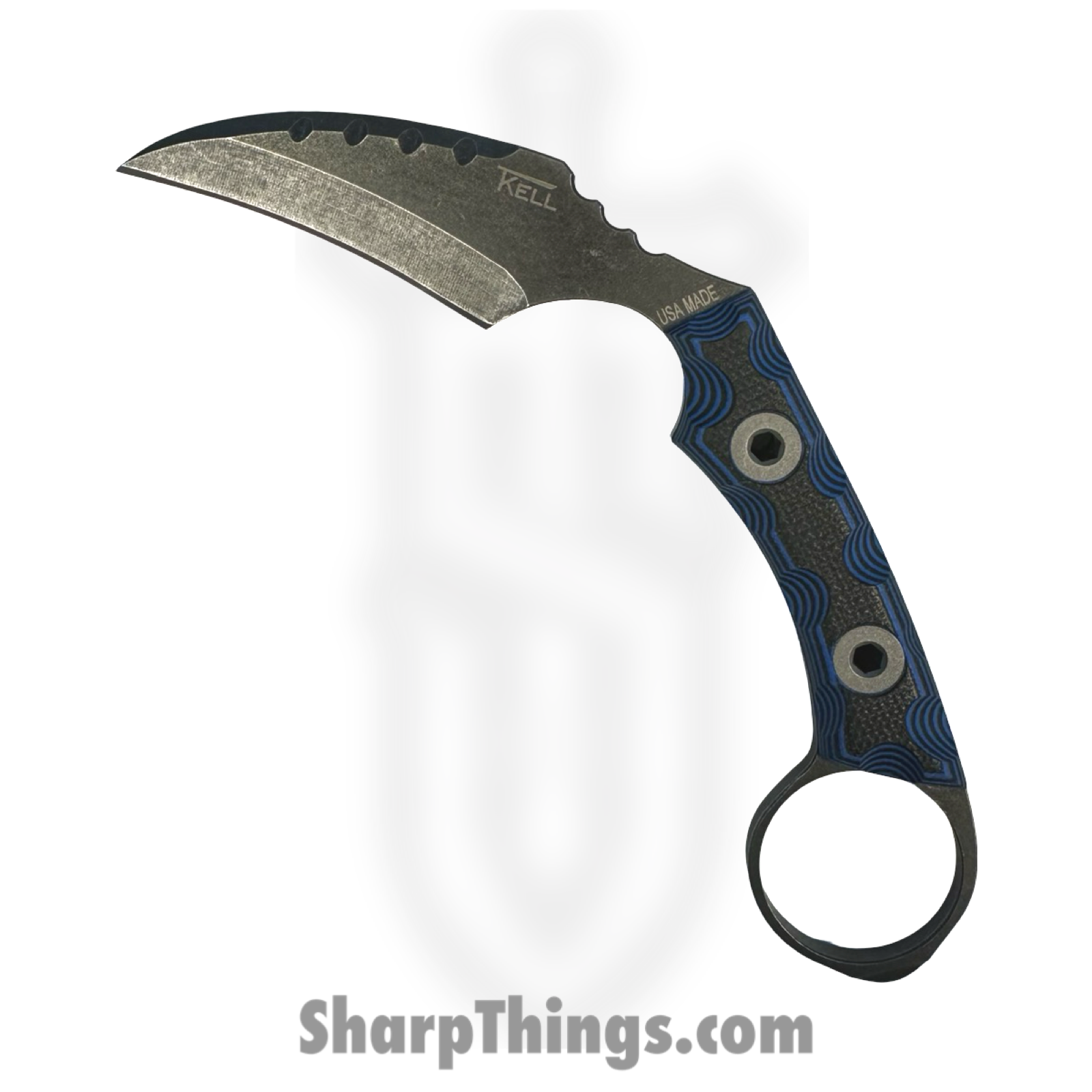 T.Kell Knives - FLNRnMdnght - FLN Integral Ring Black Recon - Fixed Blade Knife - 80crv2 Coated Hawkbill - G10 - Midnight