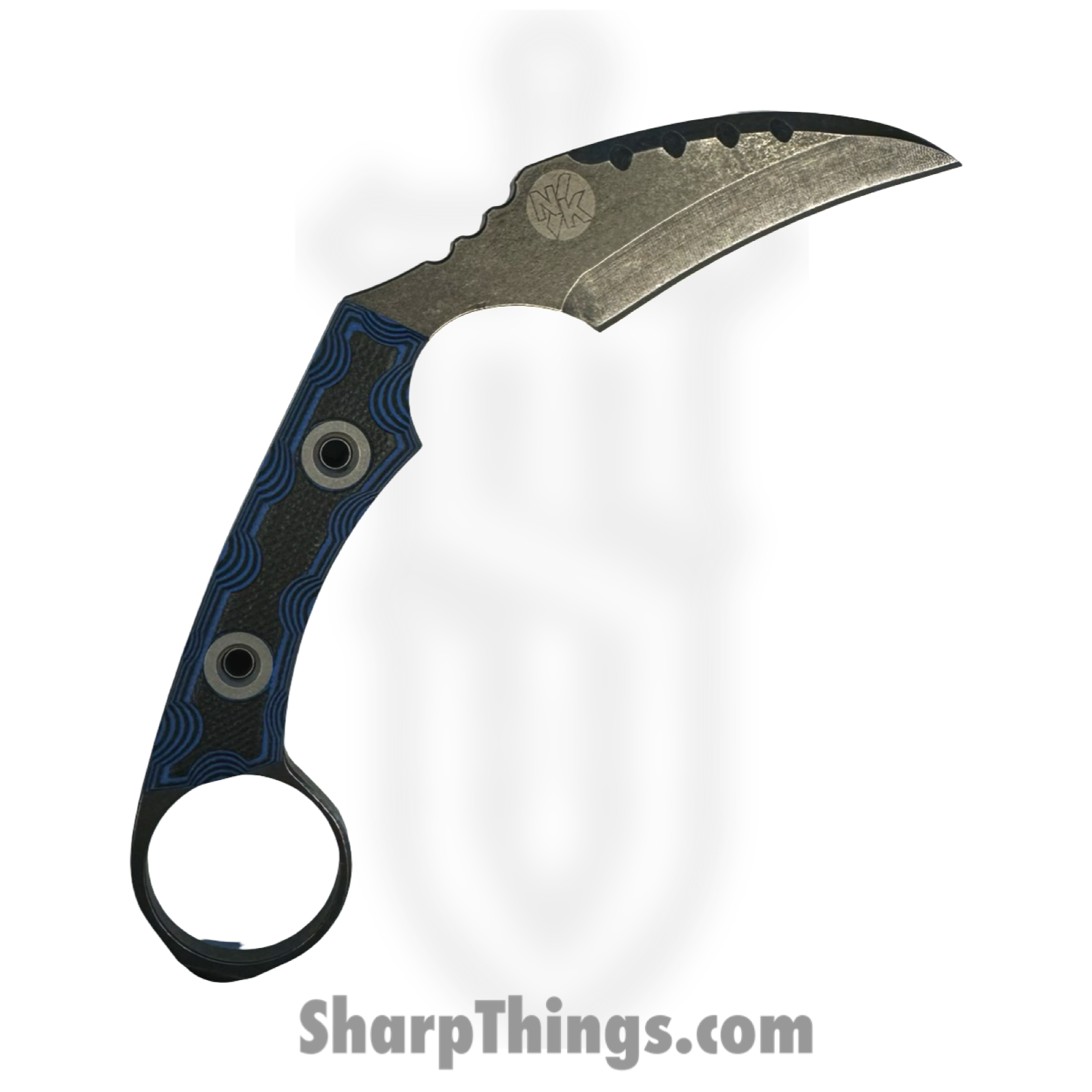T.Kell Knives - FLNRnMdnght - FLN Integral Ring Black Recon - Fixed Blade Knife - 80crv2 Coated Hawkbill - G10 - Midnight - Image 2