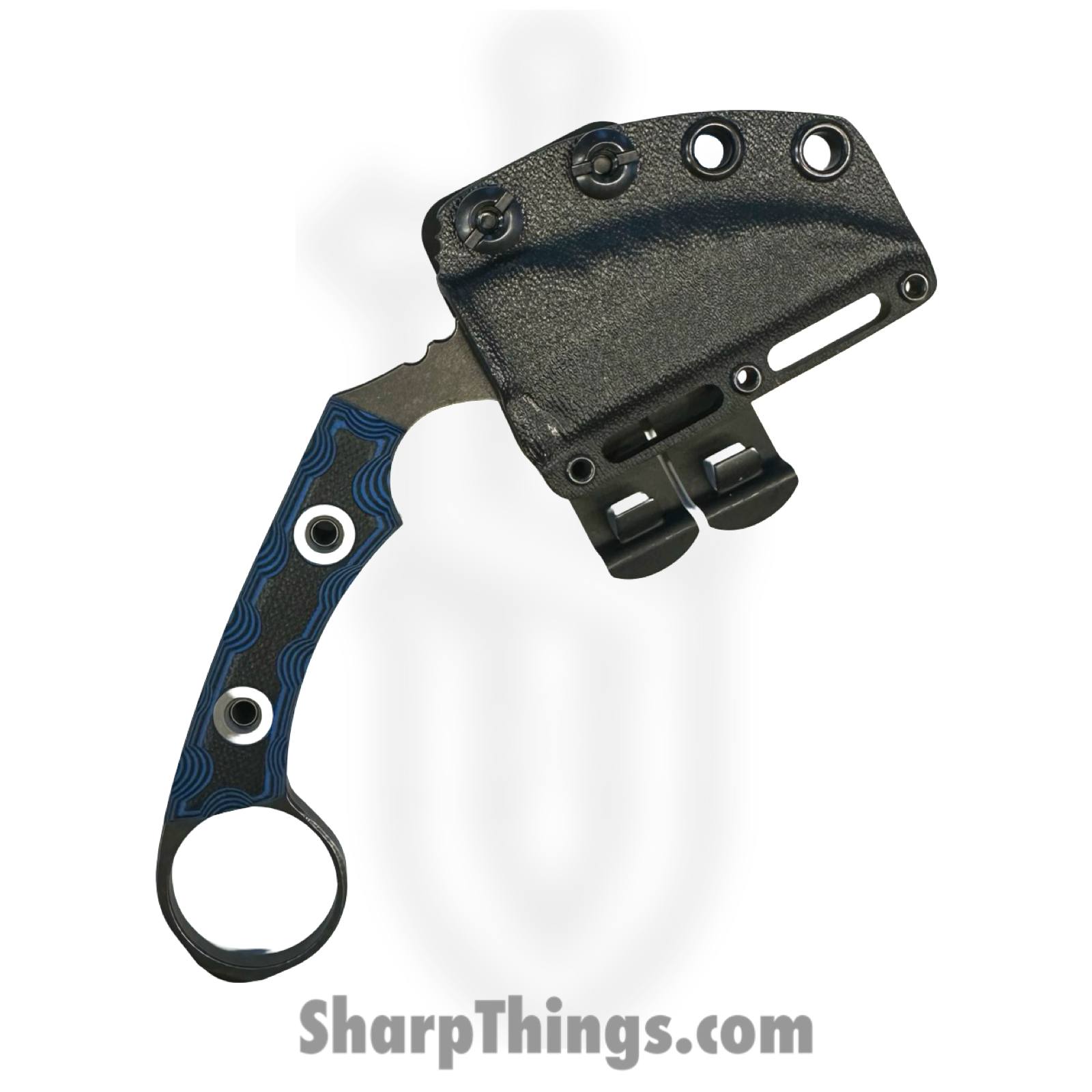 T.Kell Knives - FLNRnMdnght - FLN Integral Ring Black Recon - Fixed Blade Knife - 80crv2 Coated Hawkbill - G10 - Midnight - Image 3